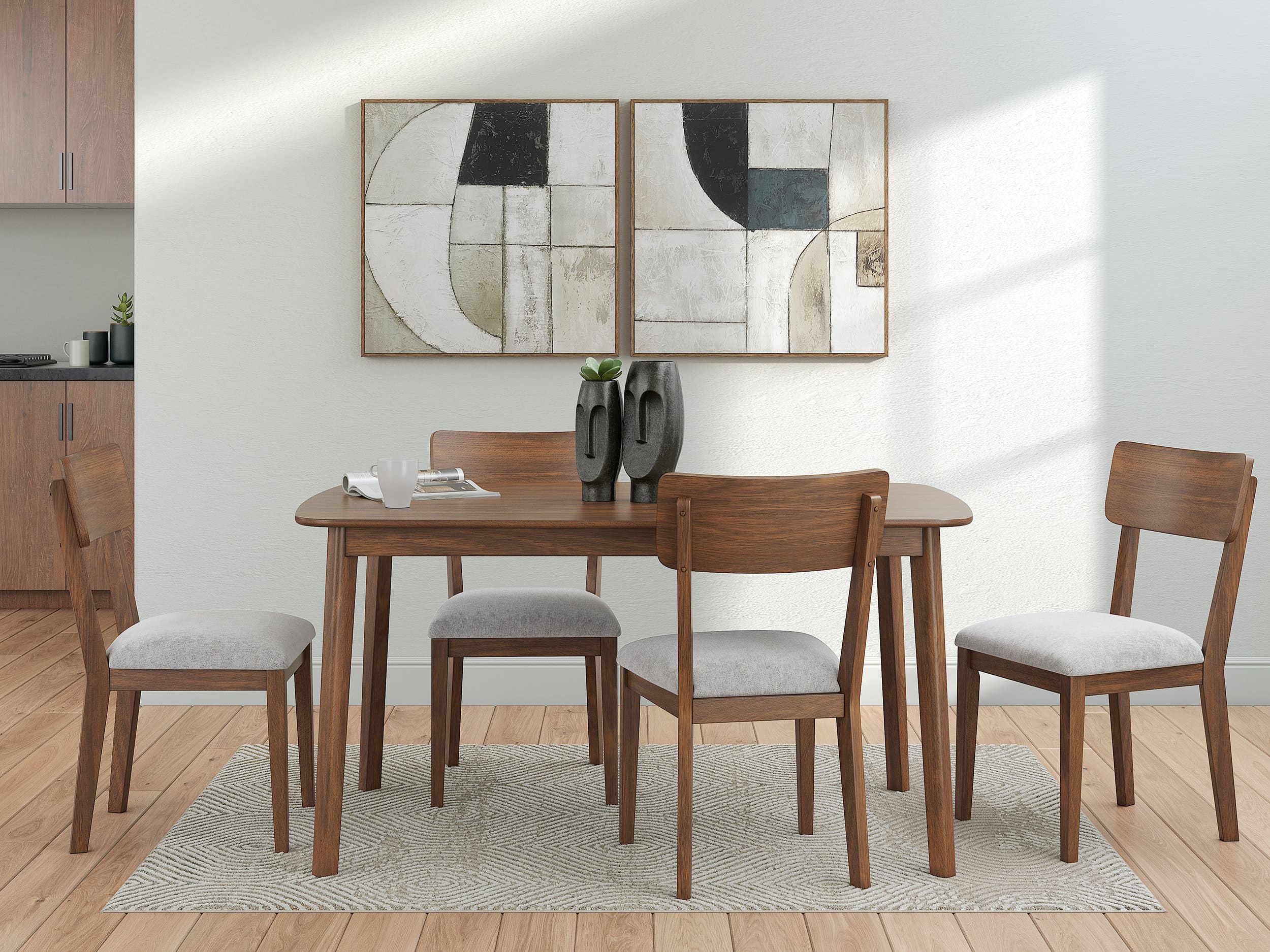 Tameride Upholstered Dining Side Chair | Warm Brown Finish