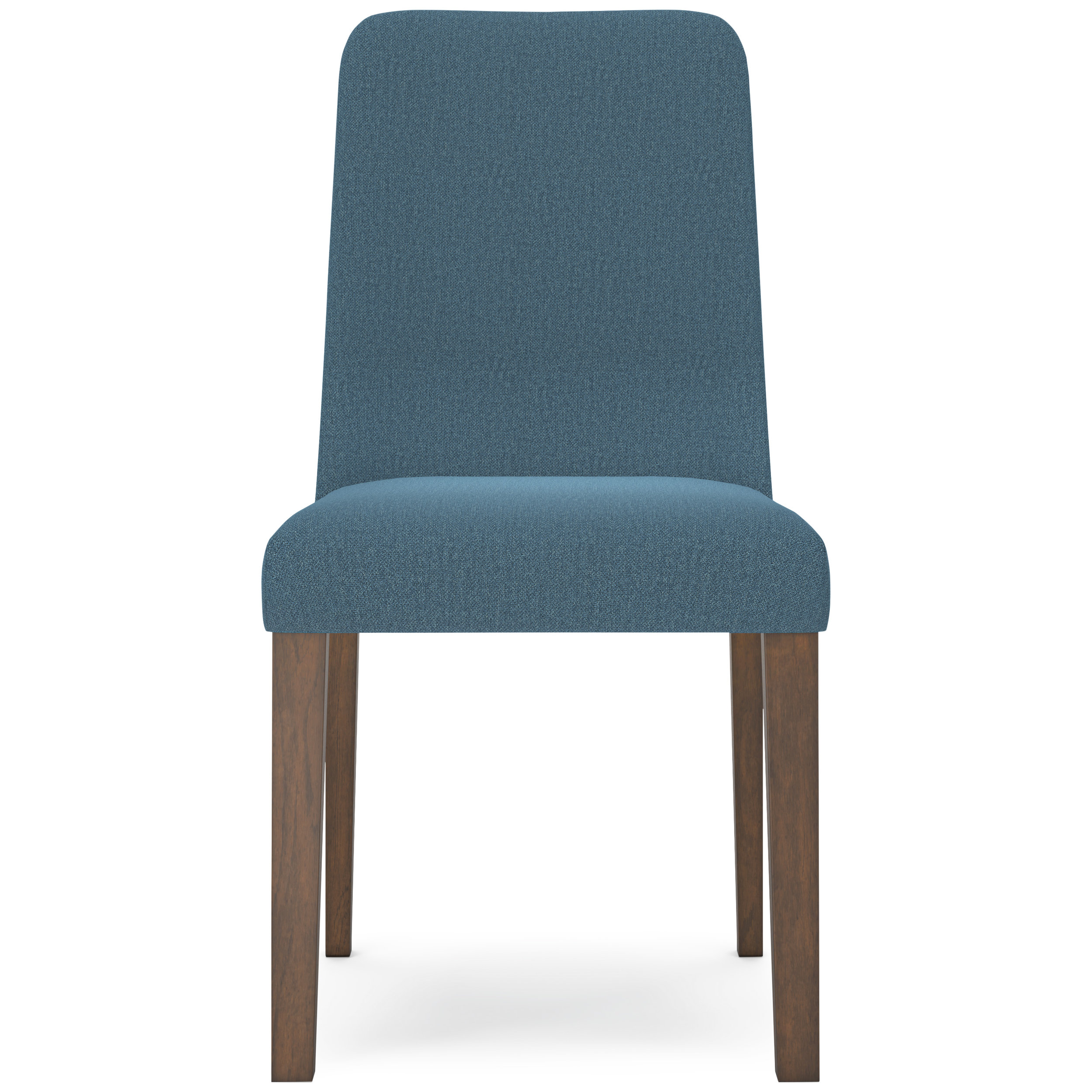Lyncott Mid-Century Dining Side Chair | Blue Fabric & Brown Wood