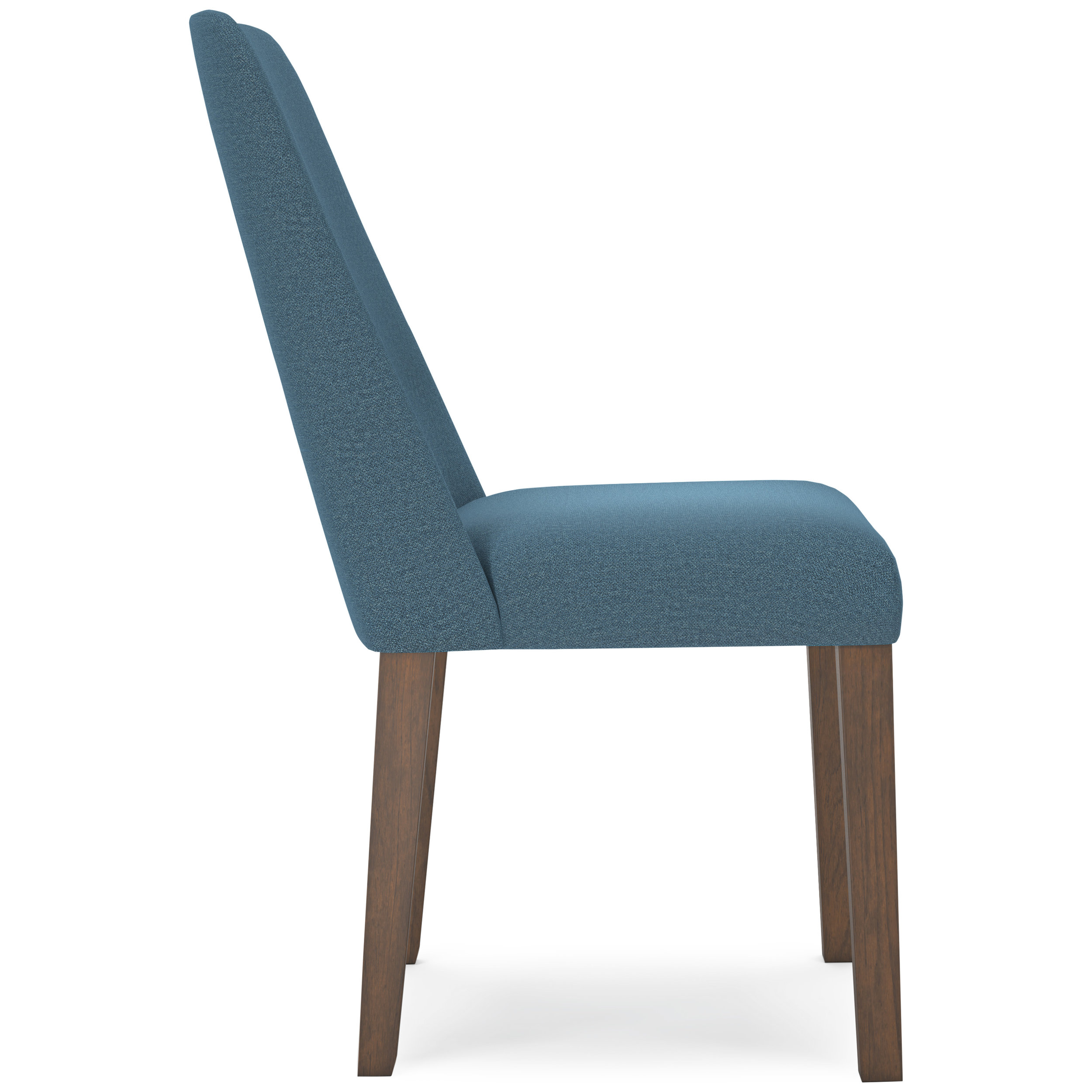 Lyncott Mid-Century Dining Side Chair | Blue Fabric & Brown Wood