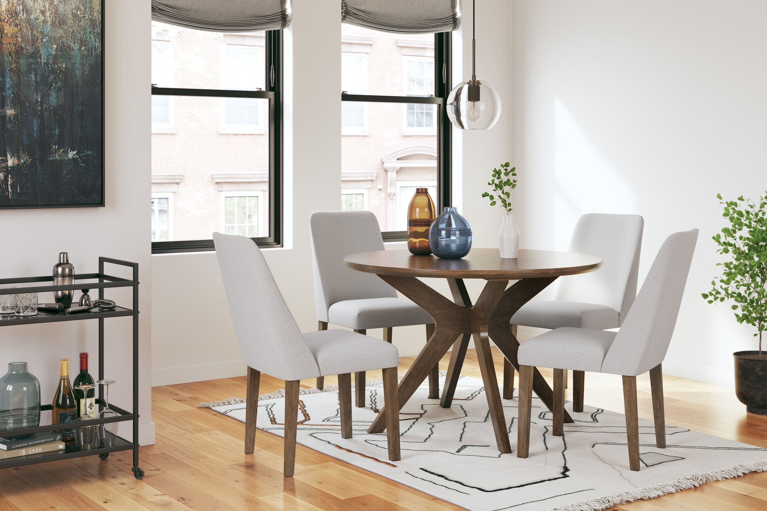 Lyncott Round Wood Dining Table in Brown | Mid-Century Modern