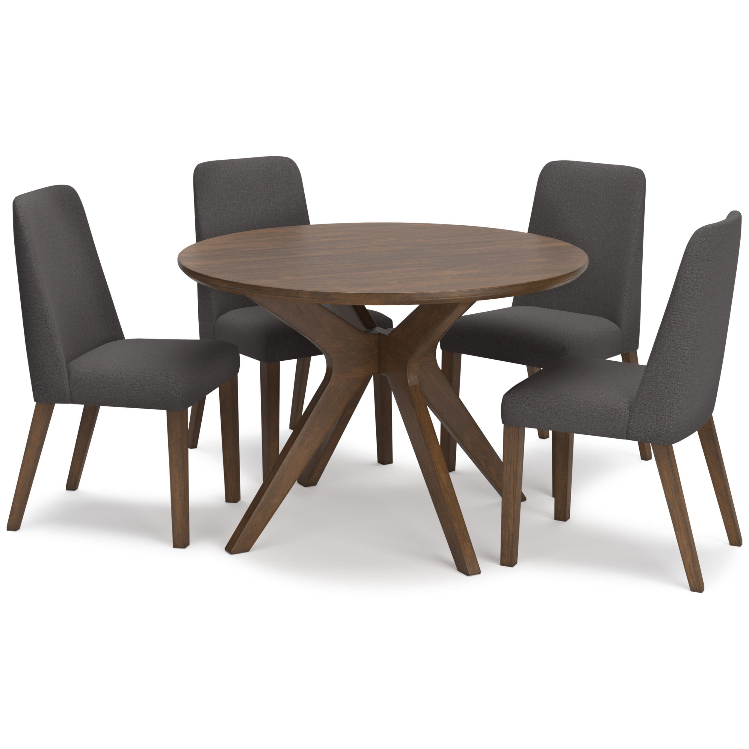 Lyncott Round Wood Dining Table in Brown | Mid-Century Modern