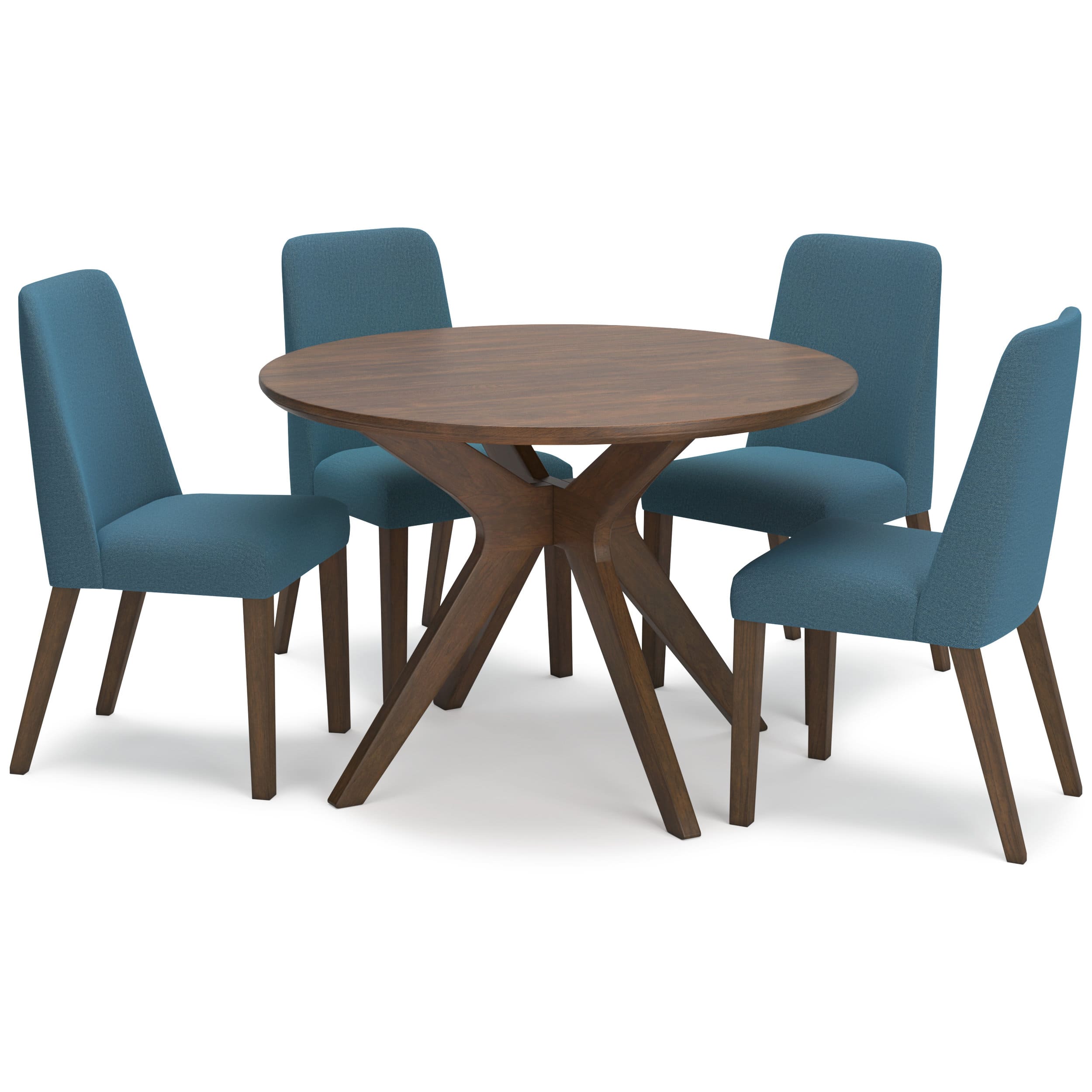 Lyncott Round Wood Dining Table in Brown | Mid-Century Modern