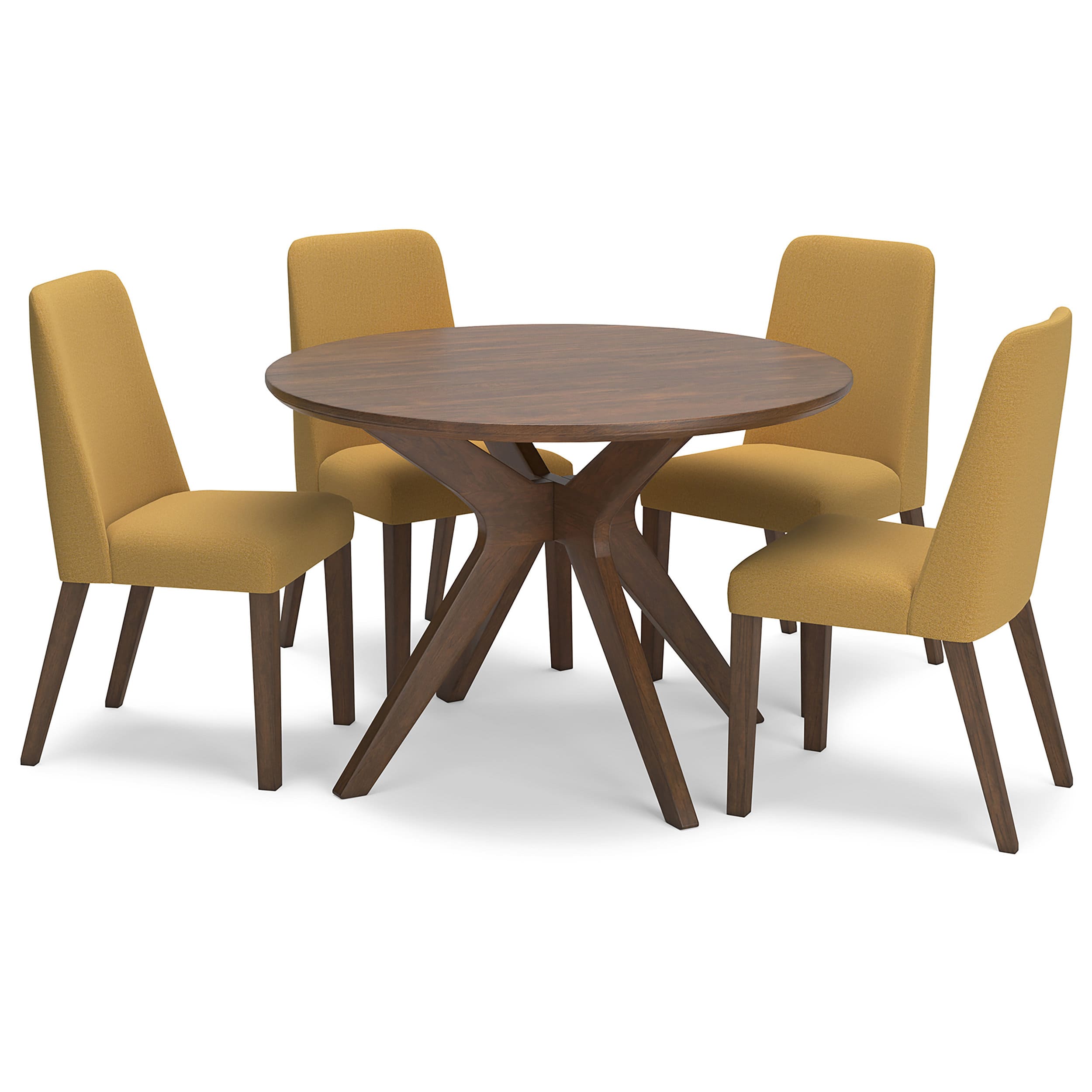 Lyncott Round Wood Dining Table in Brown | Mid-Century Modern