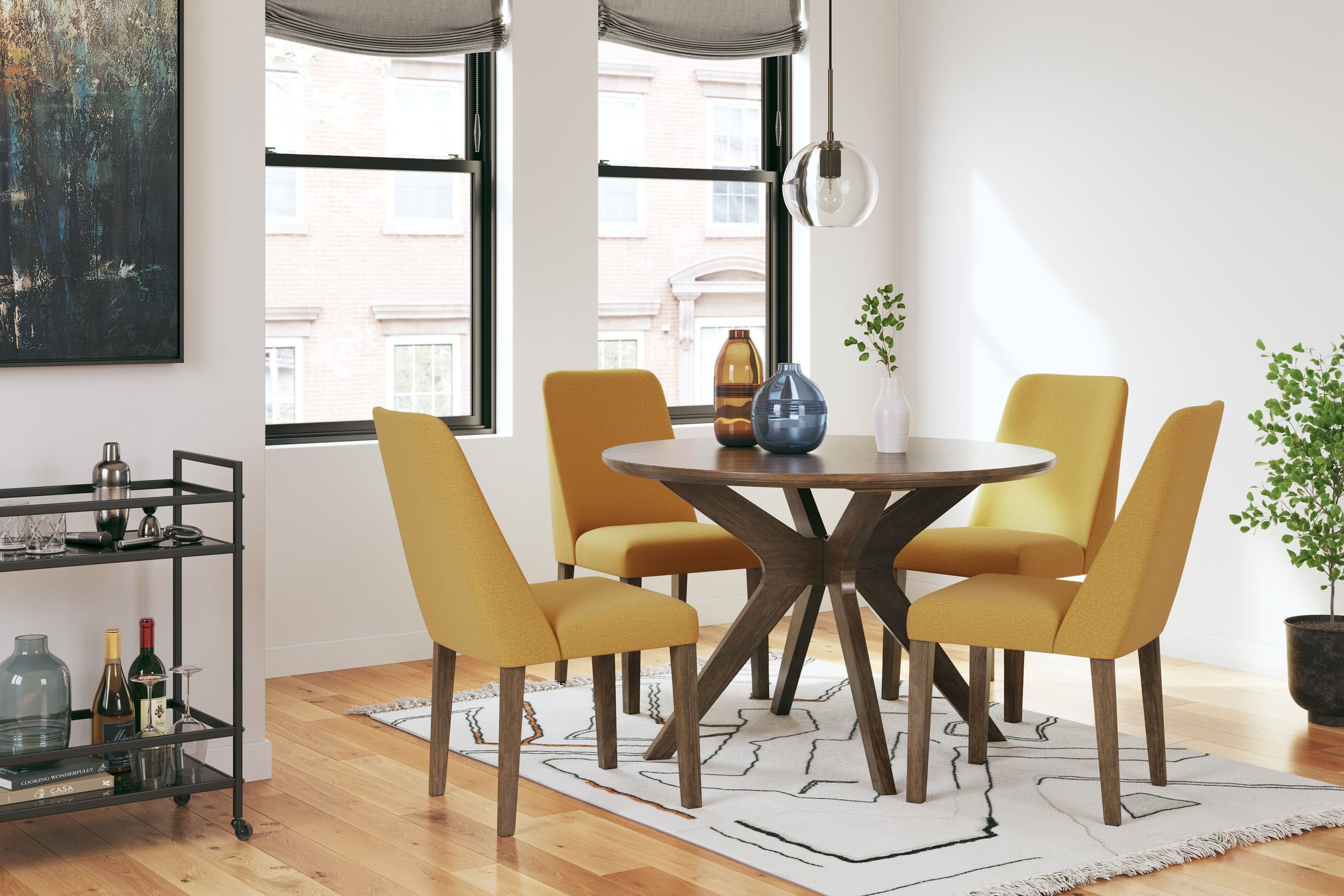 Lyncott Round Wood Dining Table in Brown | Mid-Century Modern