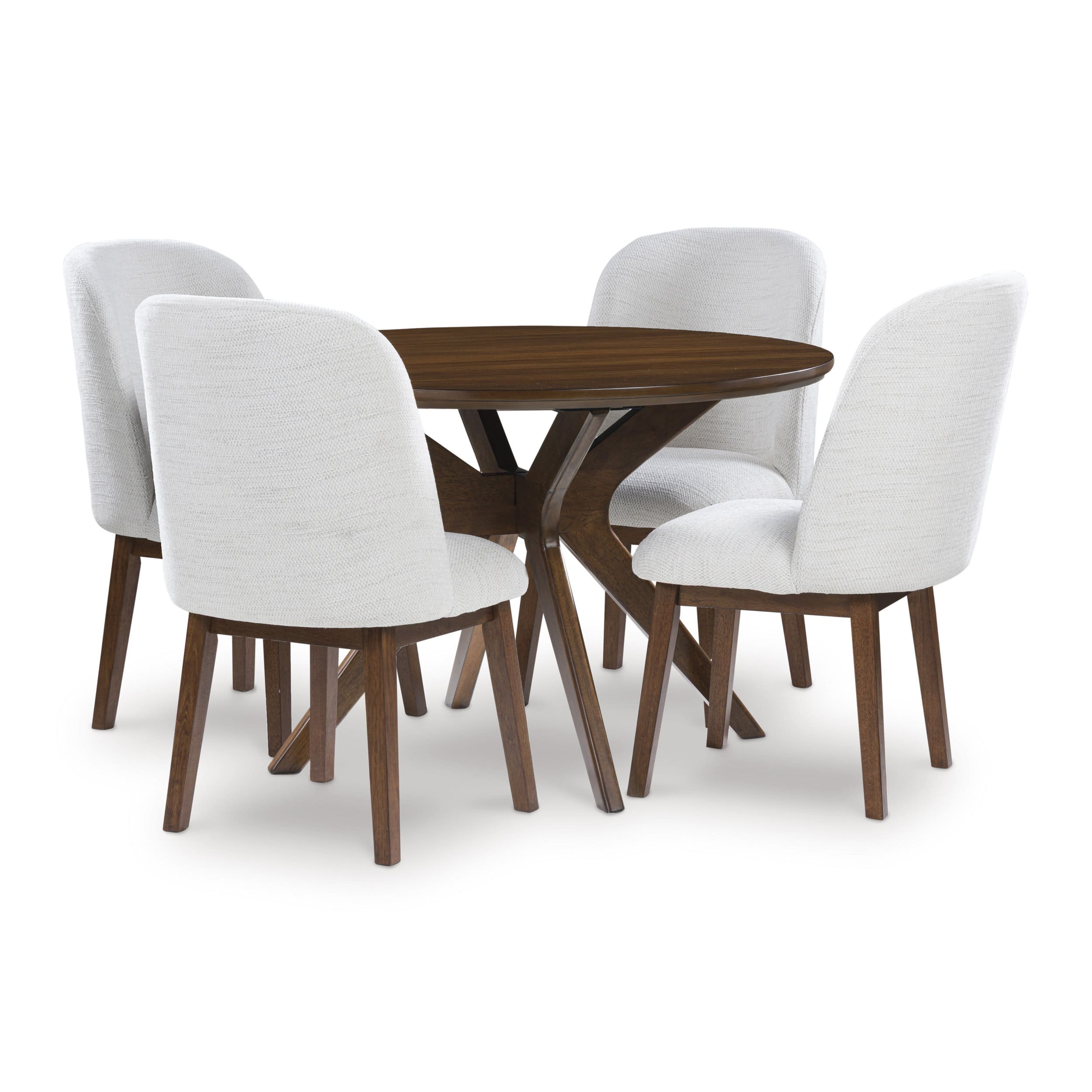 Lyncott Round Wood Dining Table in Brown | Mid-Century Modern