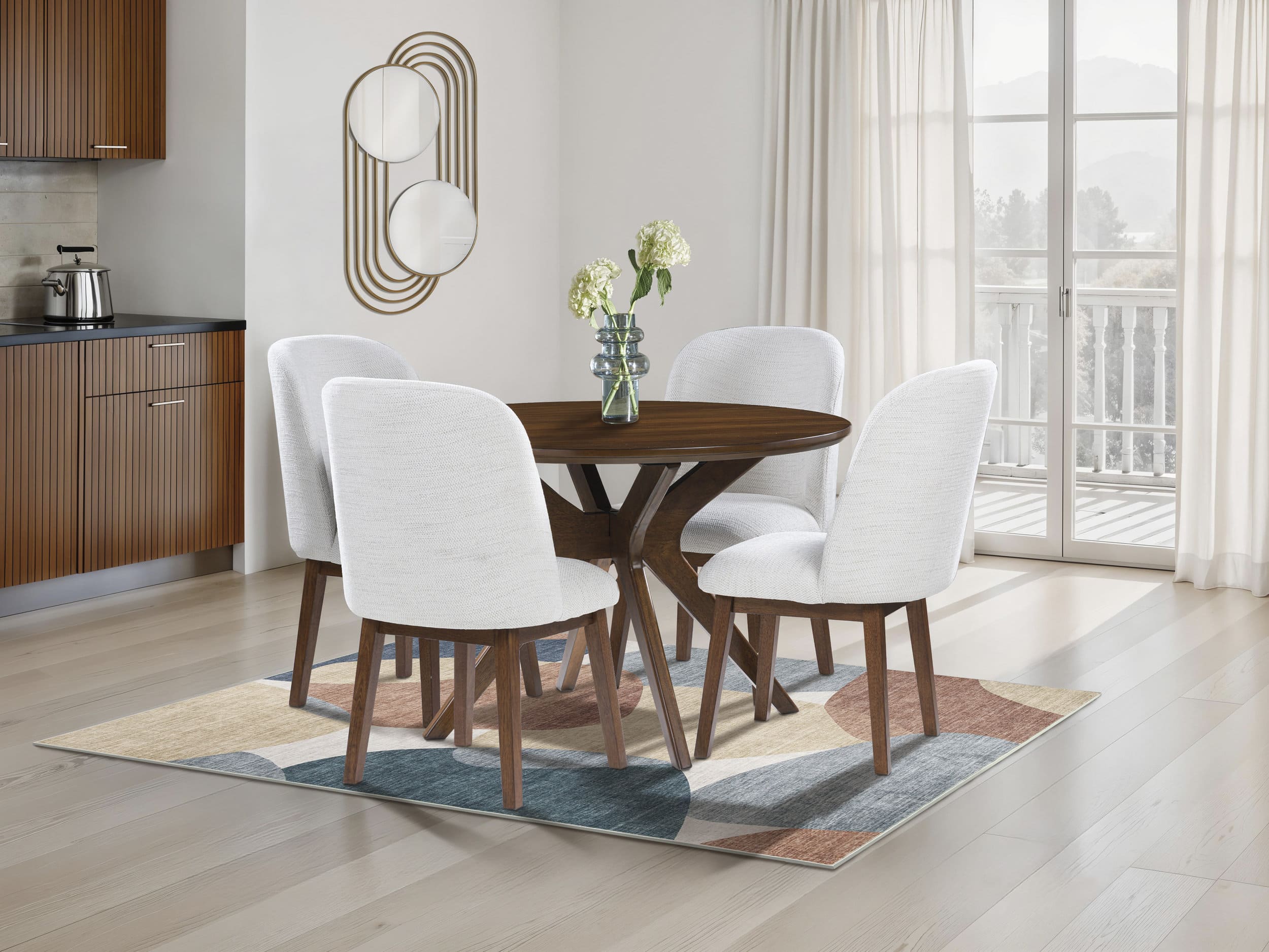 Lyncott Round Wood Dining Table in Brown | Mid-Century Modern