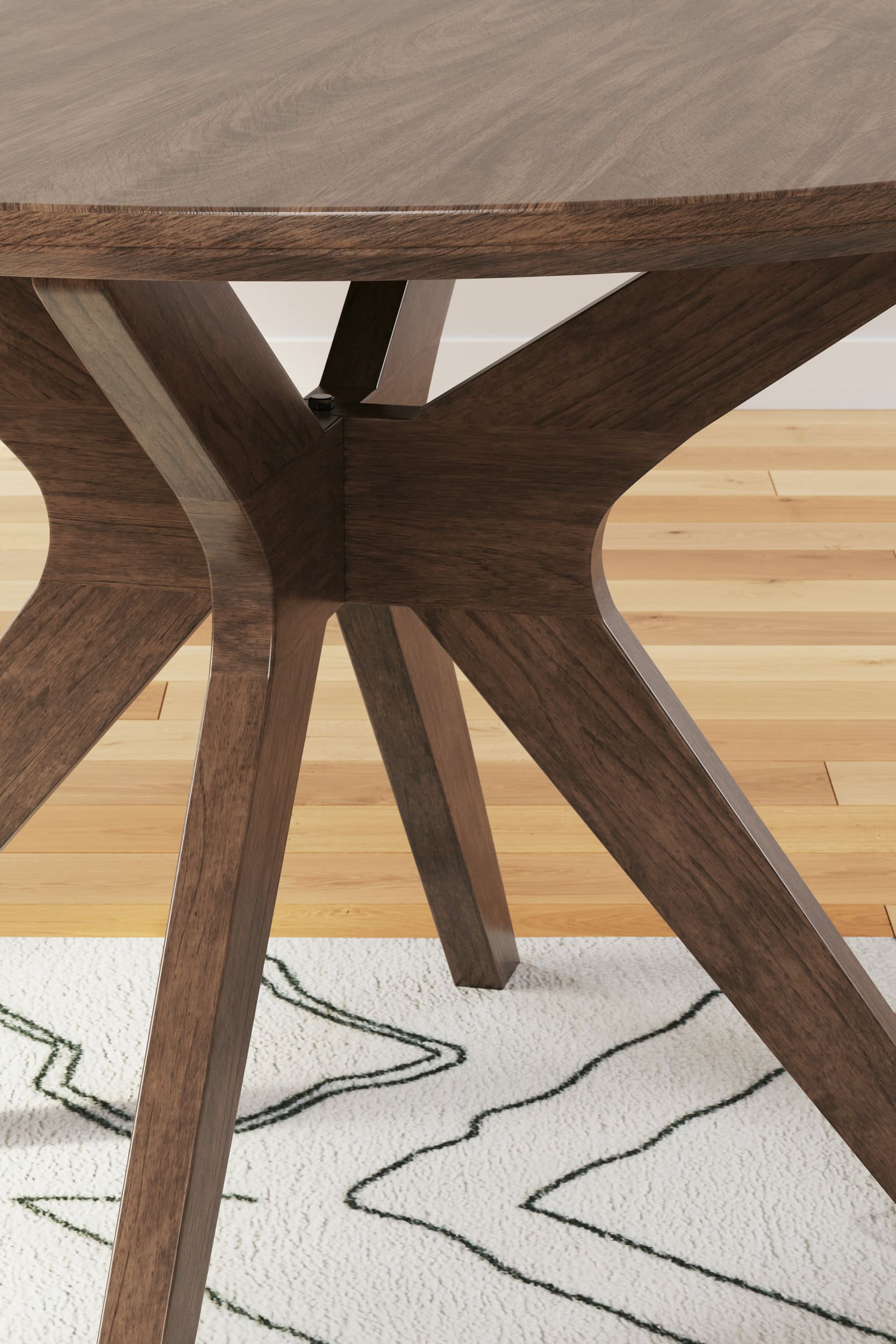 Lyncott Round Wood Dining Table in Brown | Mid-Century Modern