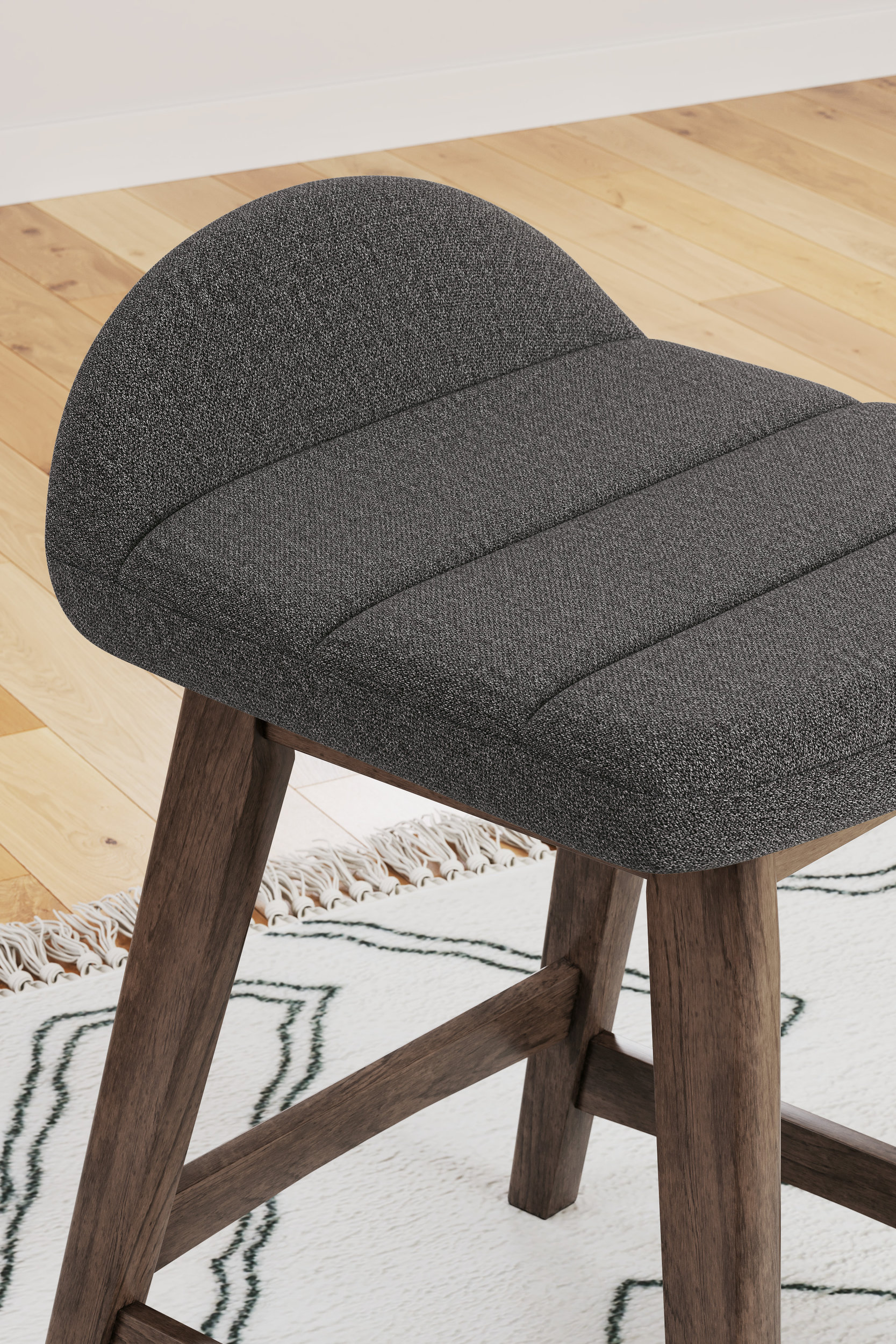 Lyncott Wood Barstool - Upholstered High Back Stool | Sohomod