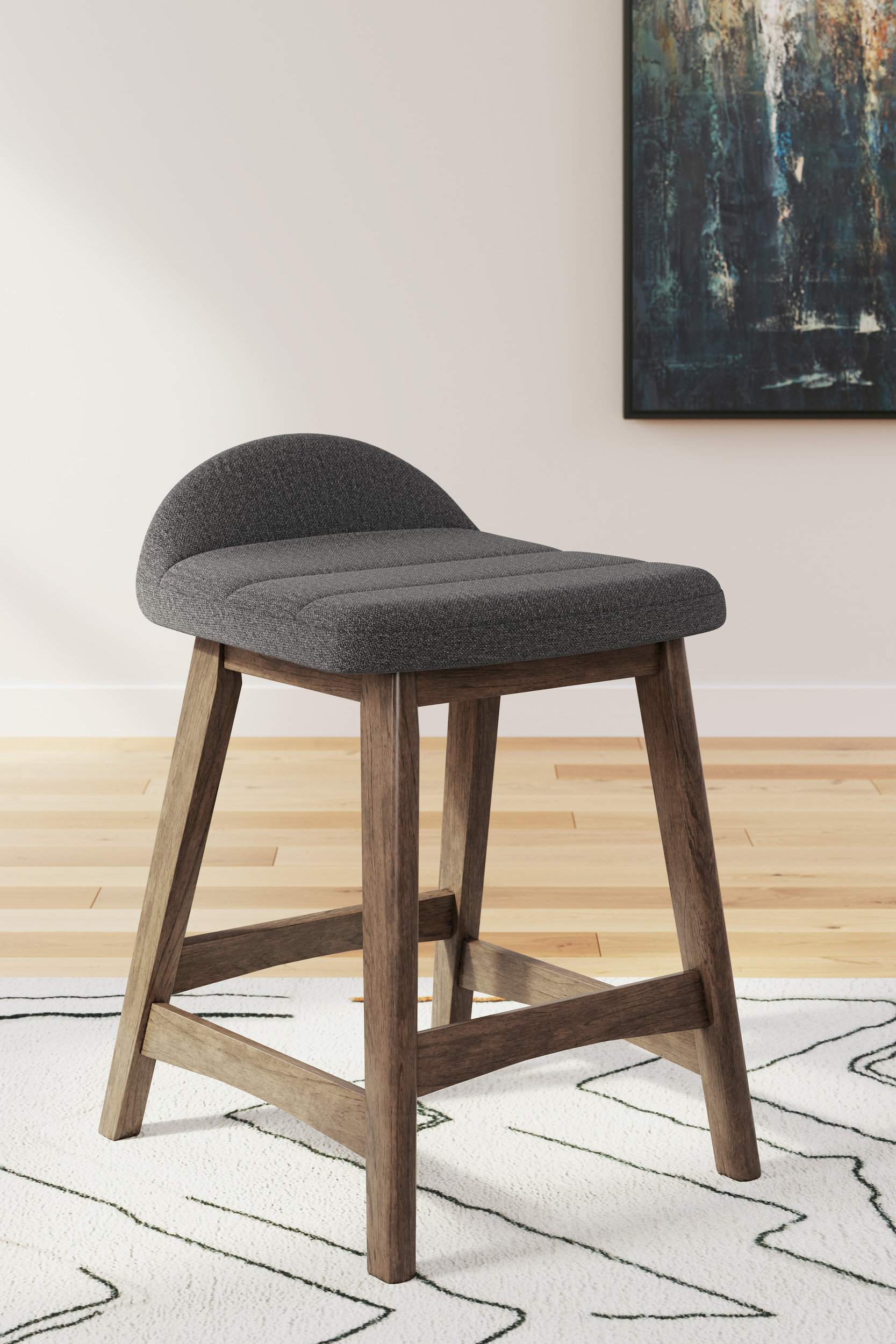 Lyncott Wood Barstool - Upholstered High Back Stool | Sohomod