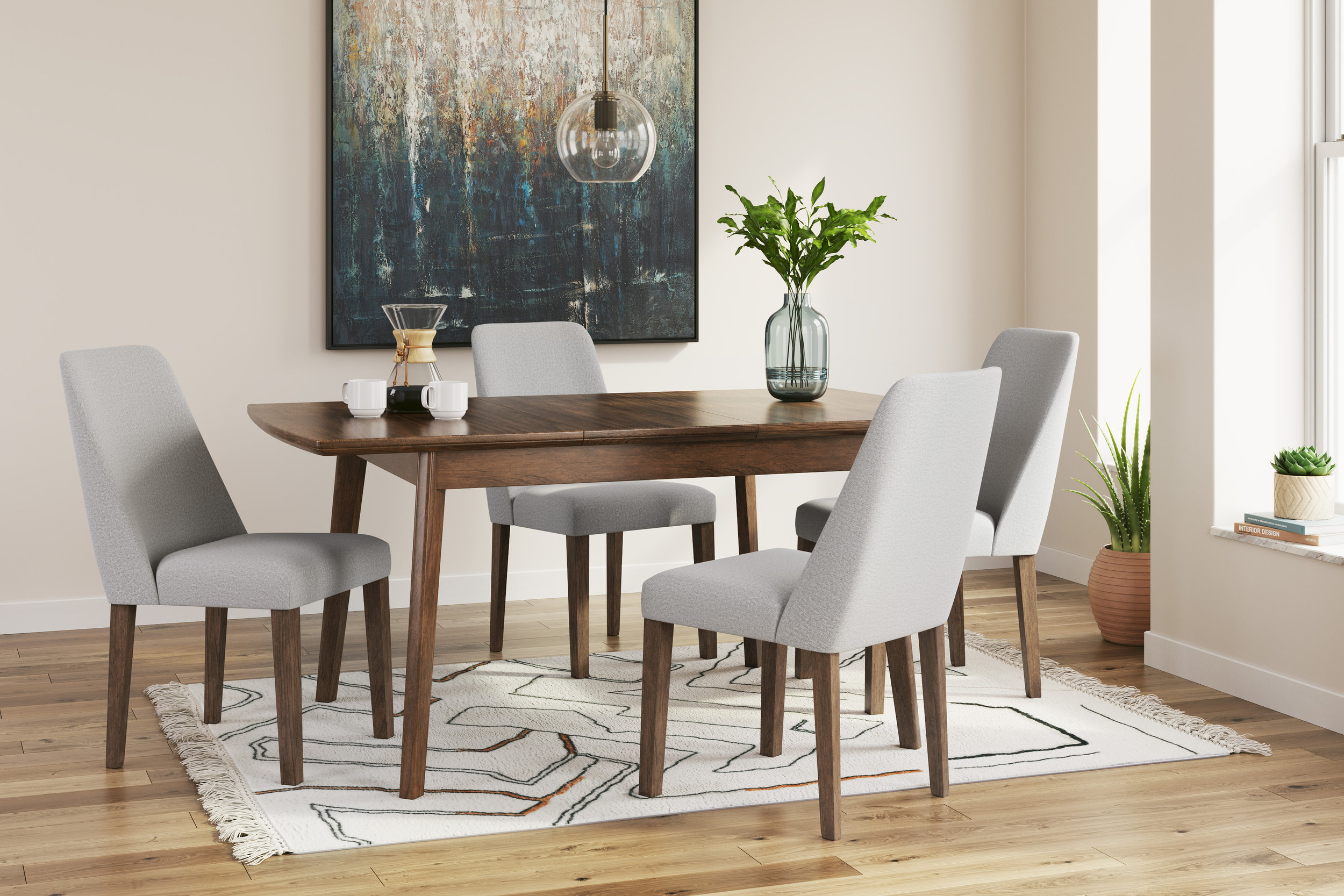Lyncott Brown Extendable Wood Dining Table with Butterfly Leaf