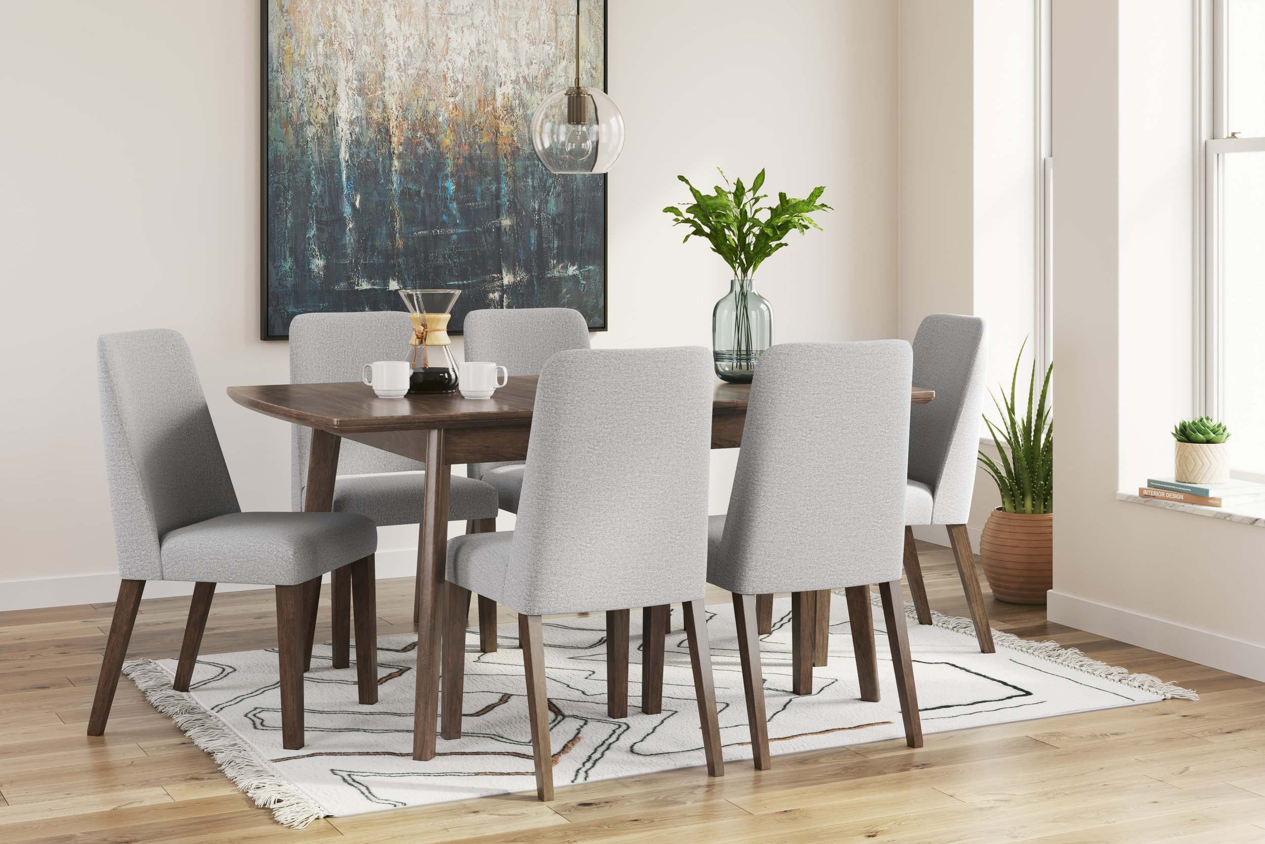 Lyncott Brown Extendable Wood Dining Table with Butterfly Leaf