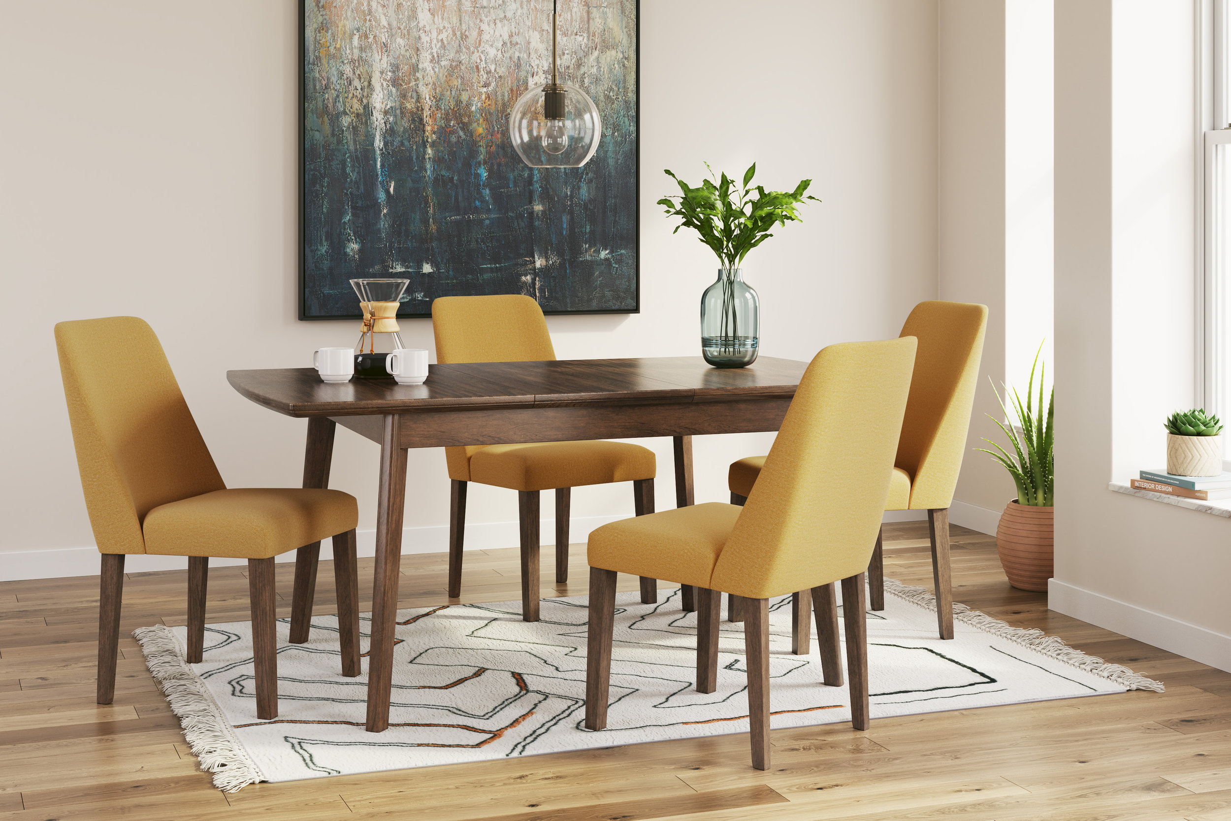 Lyncott Brown Extendable Wood Dining Table with Butterfly Leaf