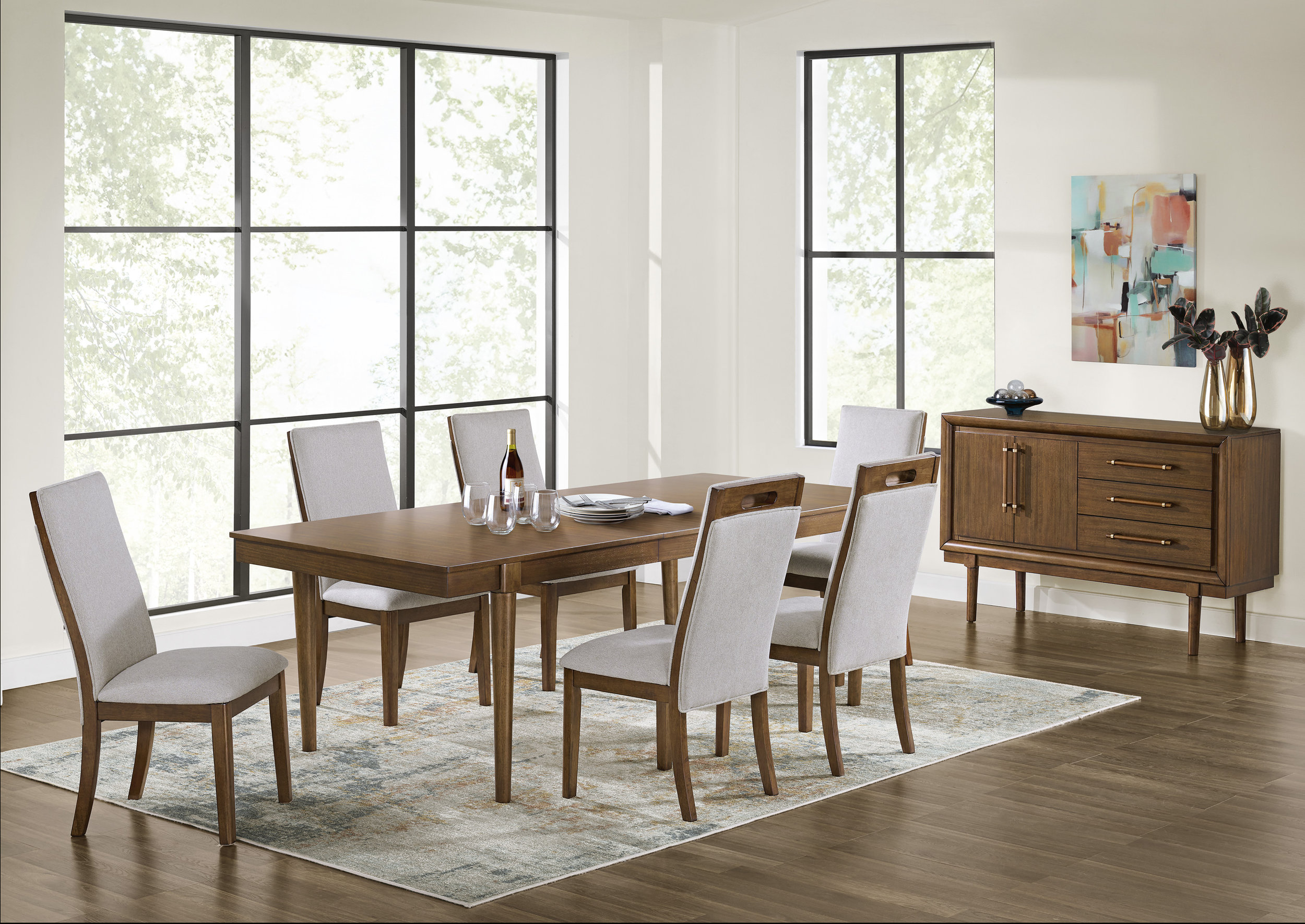 Lyncott Extendable Dining Set - Brown Trestle Base | Ashley