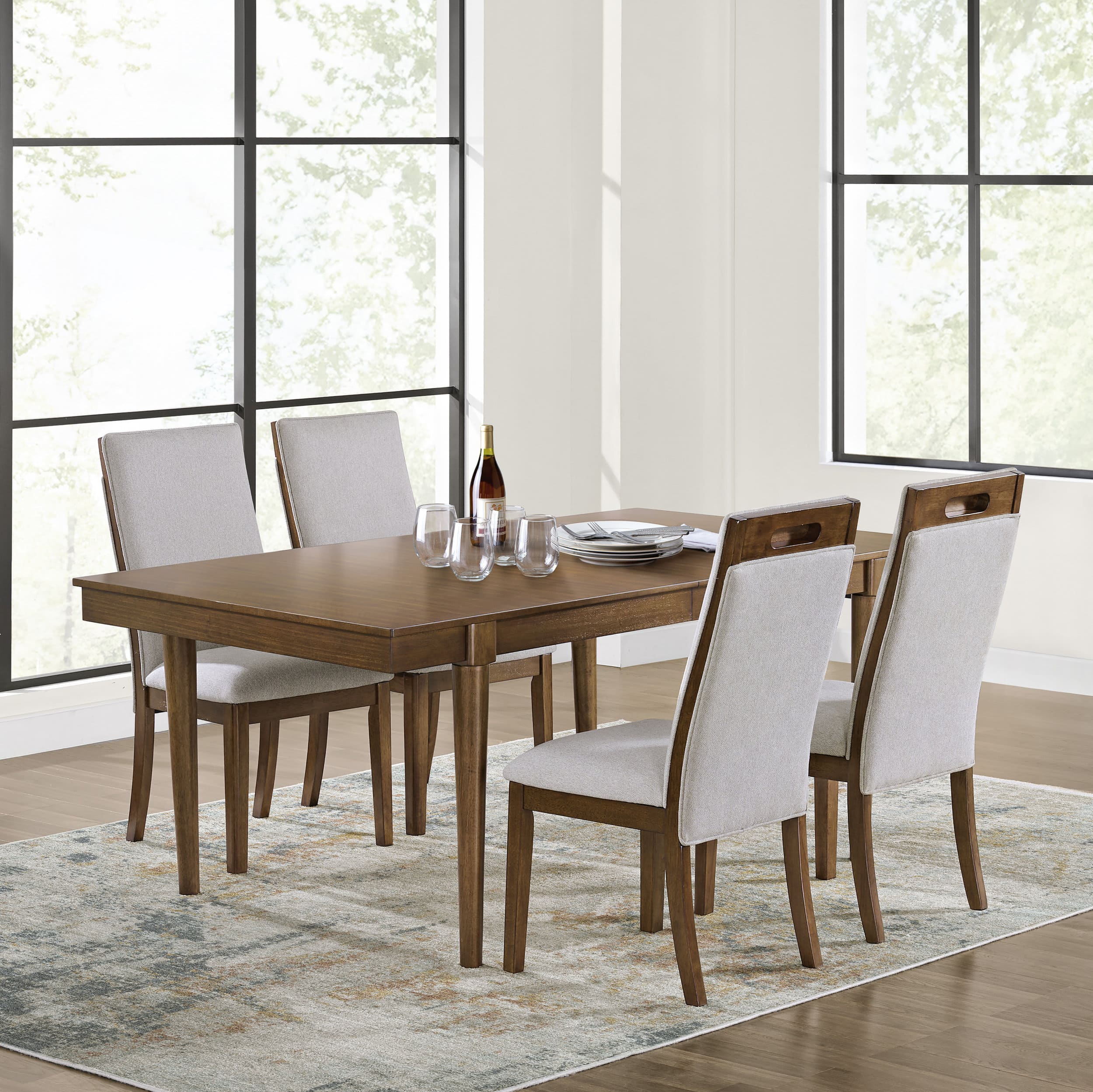 Lyncott Wood Extendable Dining Table - Brown Mid-Century Style
