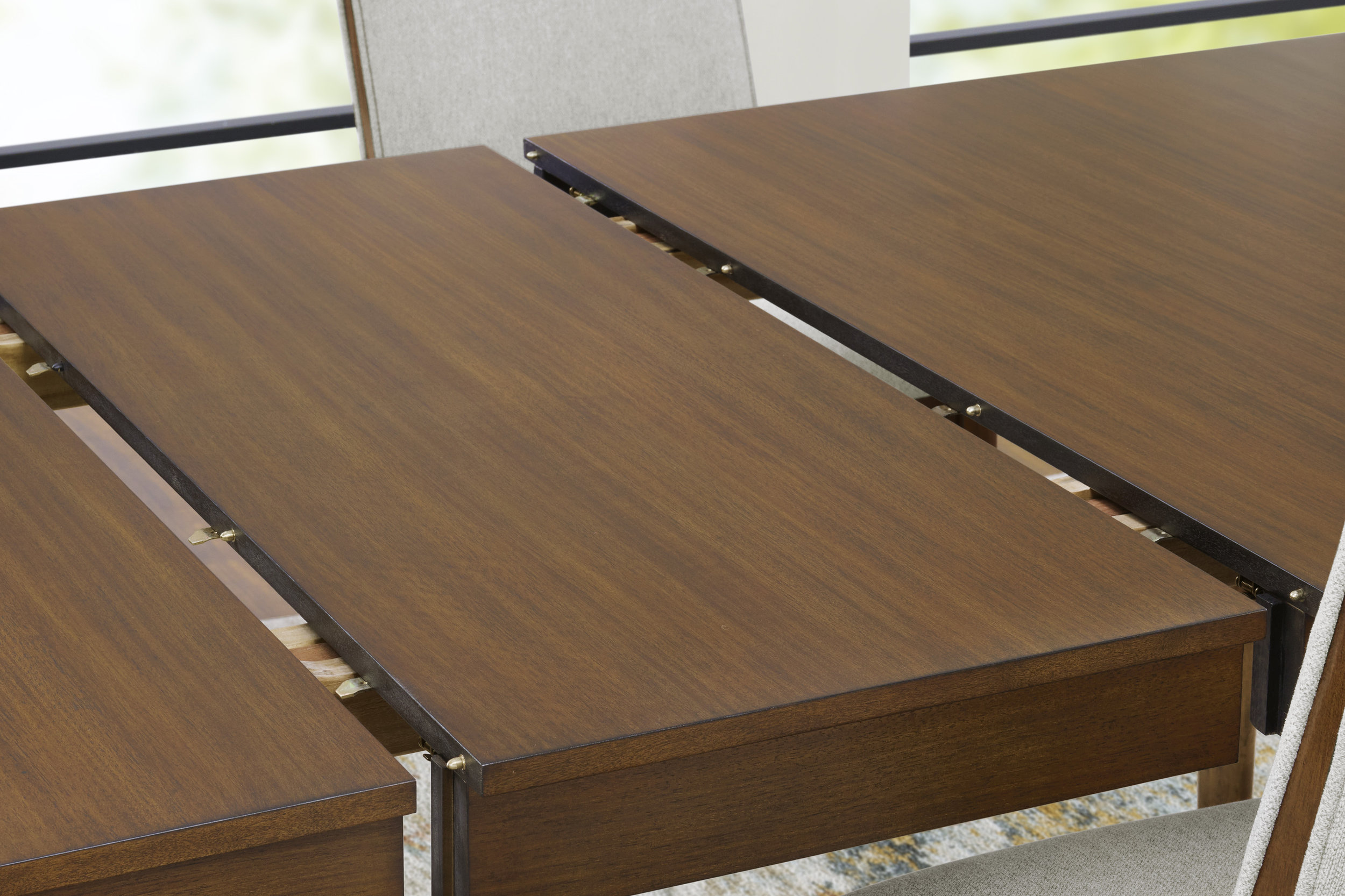 Lyncott Wood Extendable Dining Table - Brown Mid-Century Style