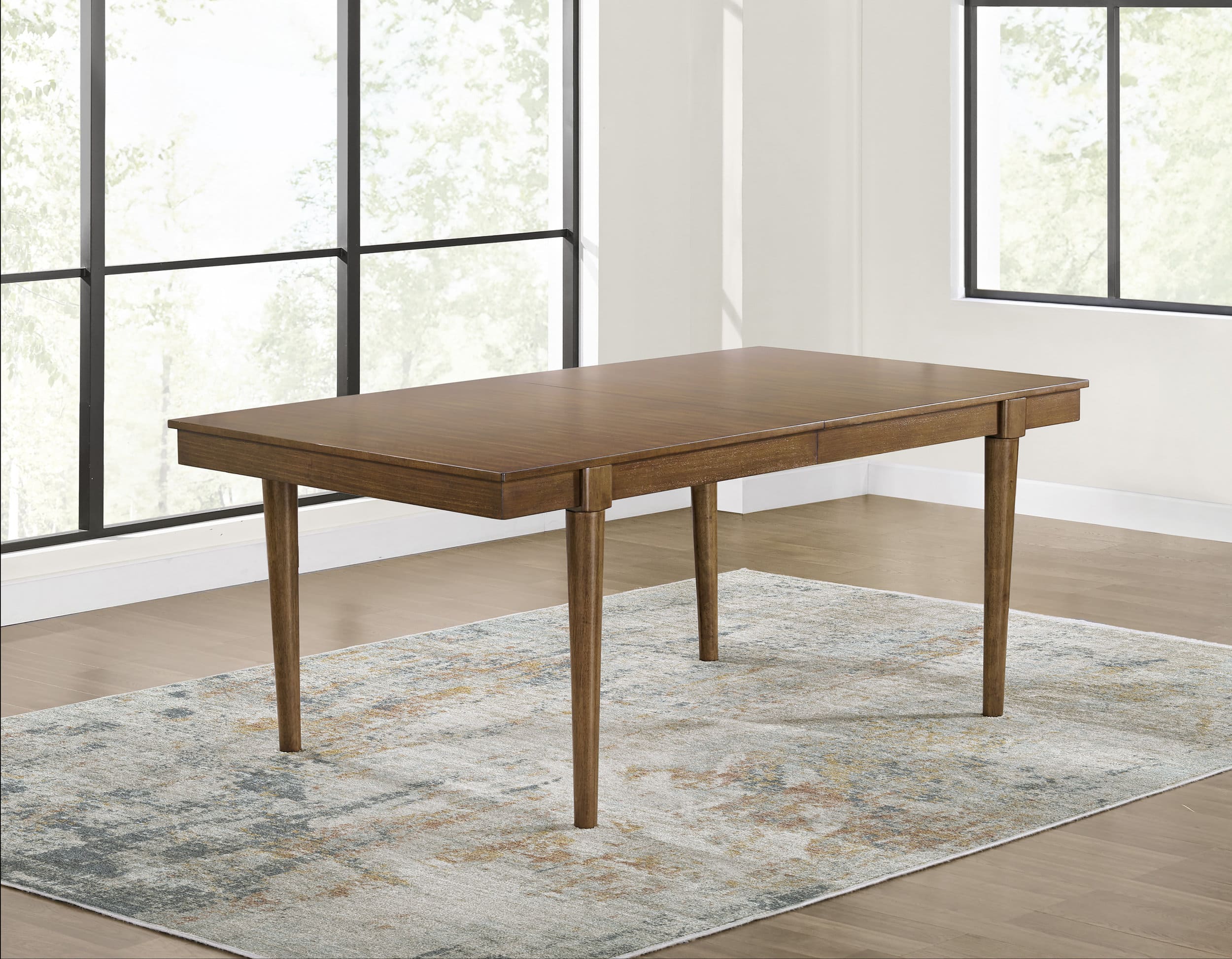 Lyncott Wood Extendable Dining Table - Brown Mid-Century Style