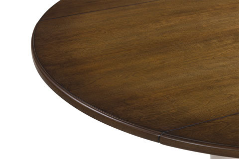 Wirloni Round Drop-Leaf Dining Table - Antique White & Brown