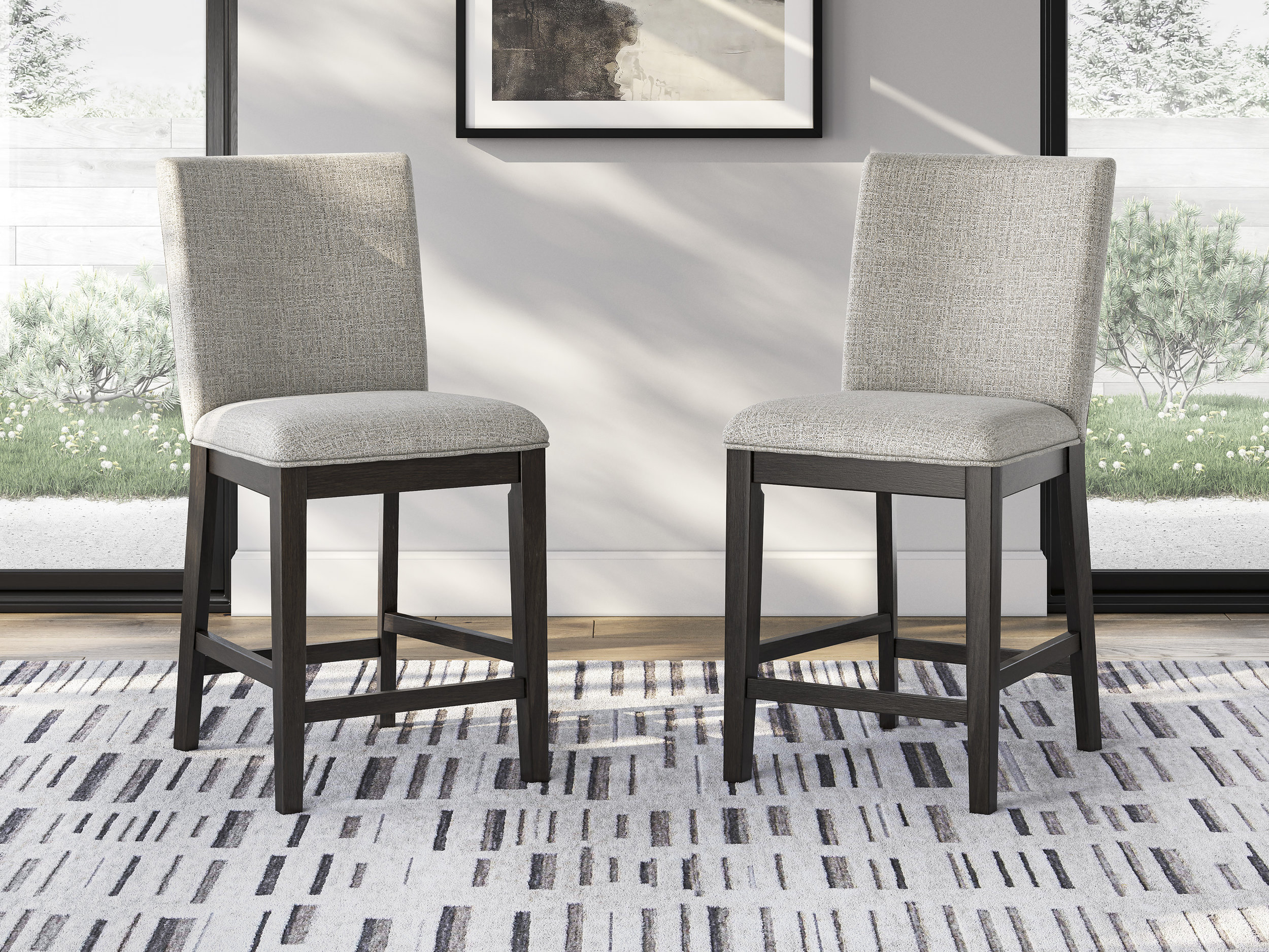 Neymorton Wood Barstool - Gray Upholstered 30" Stool | Sohomod