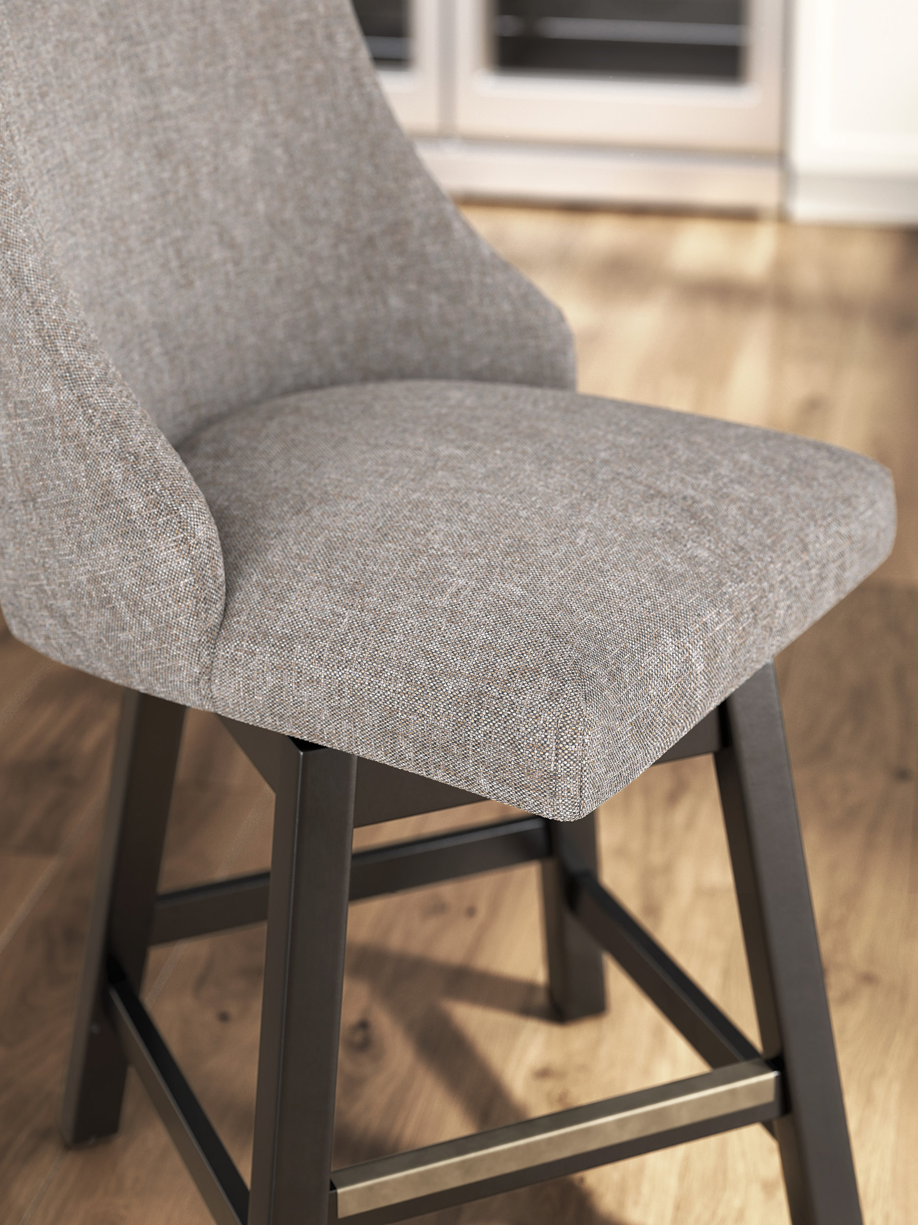 Neymorton Swivel Barstool - Gray Upholstered & Wood | Sohomod