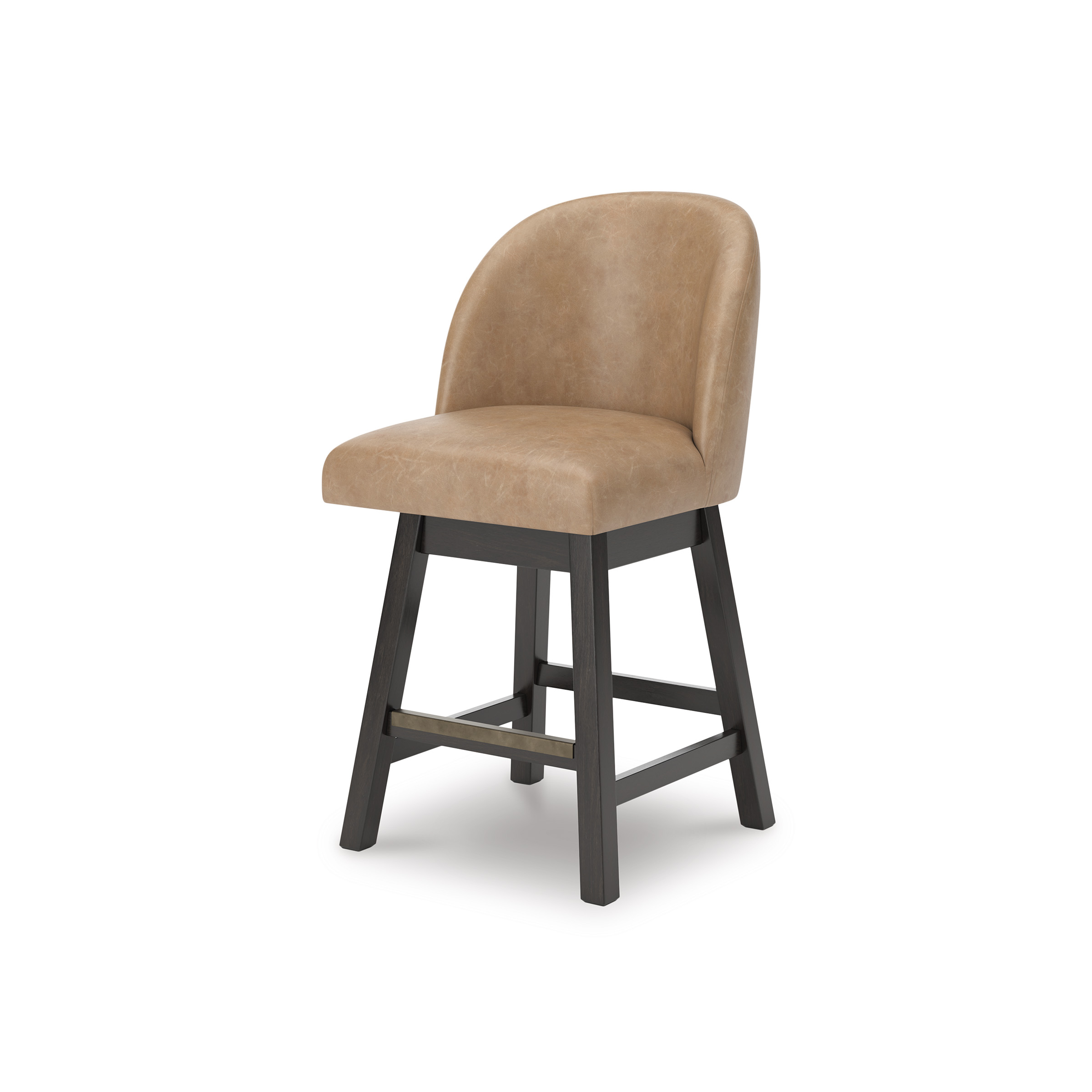 Neymorton Swivel Barstool - Black Faux Leather & Wood | Sohomod