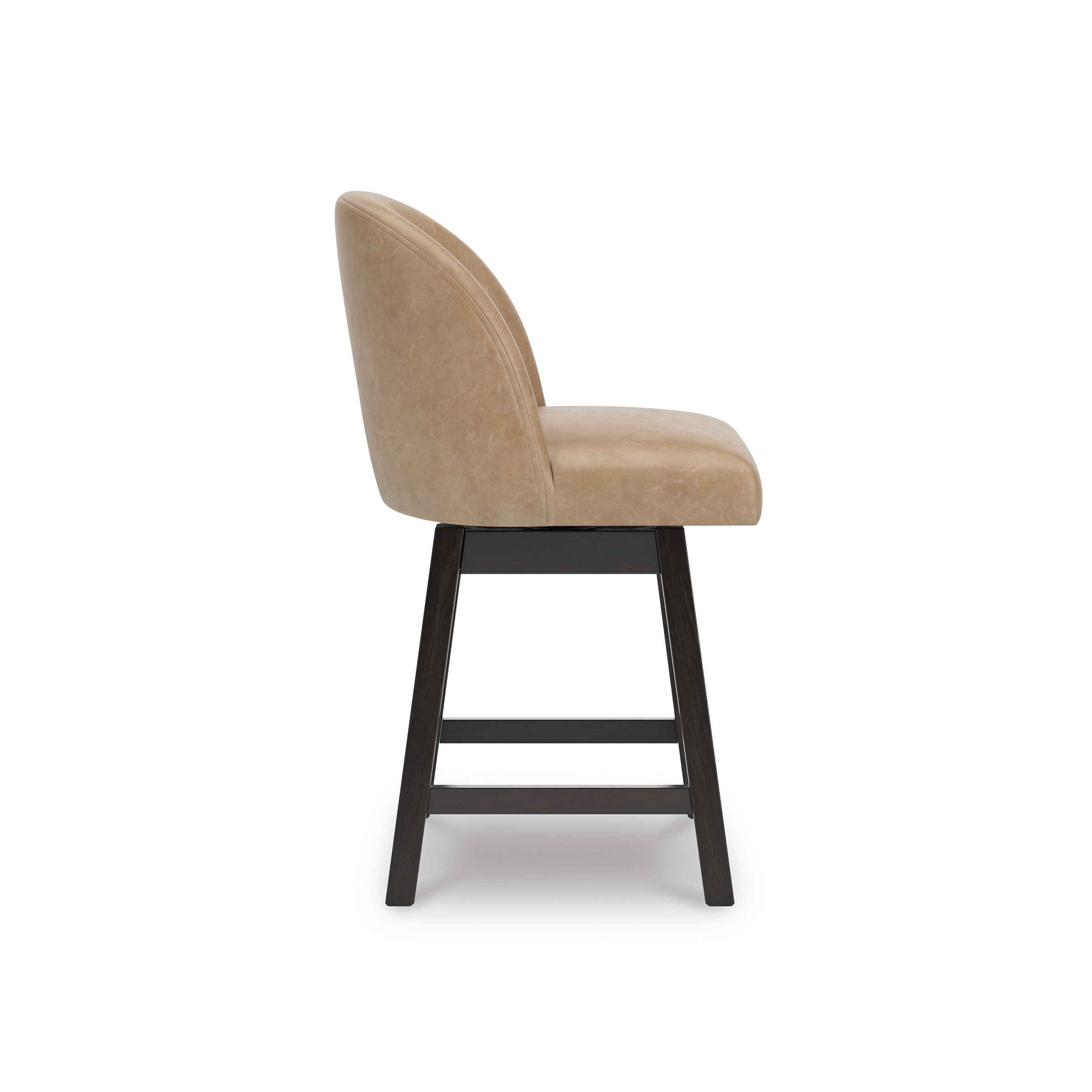 Neymorton Swivel Barstool - Black Faux Leather & Wood | Sohomod