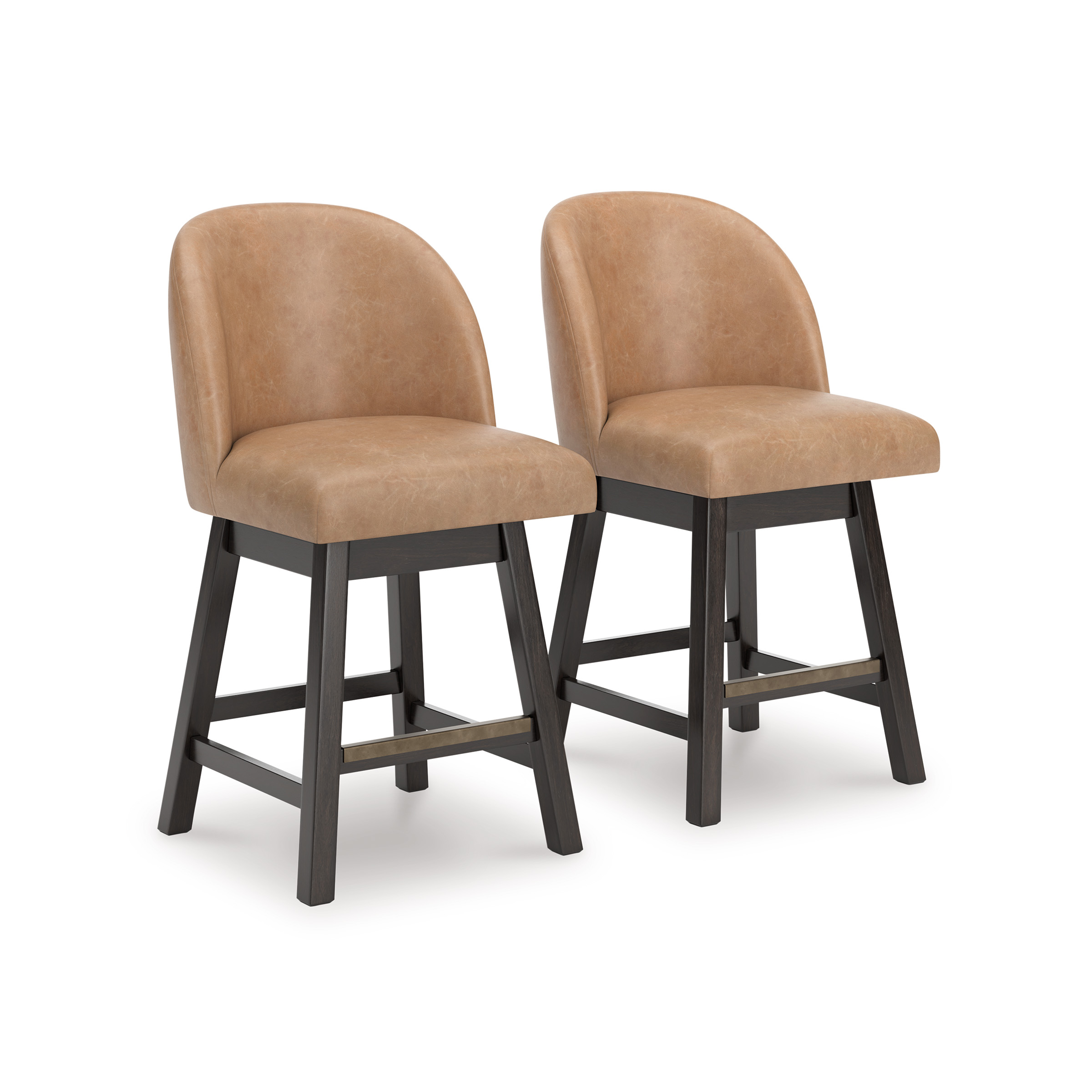 Neymorton Swivel Barstool - Black Faux Leather & Wood | Sohomod