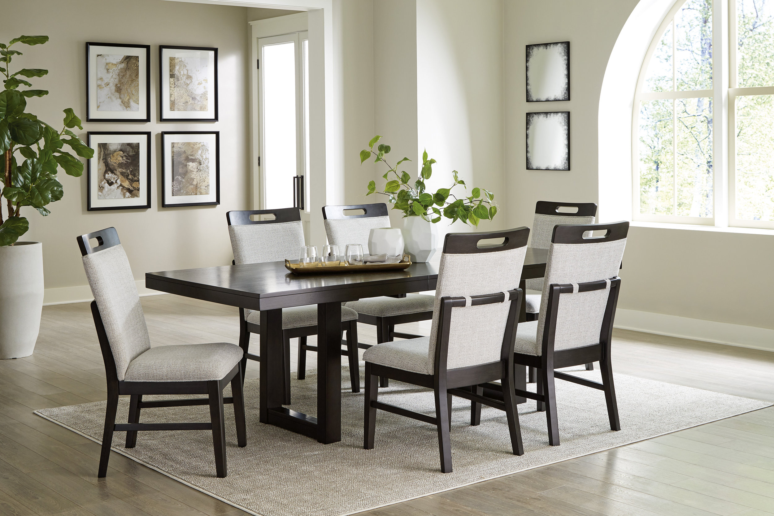 Neymorton Butterfly Extendable Dining Set - Dark Brown | Ashley