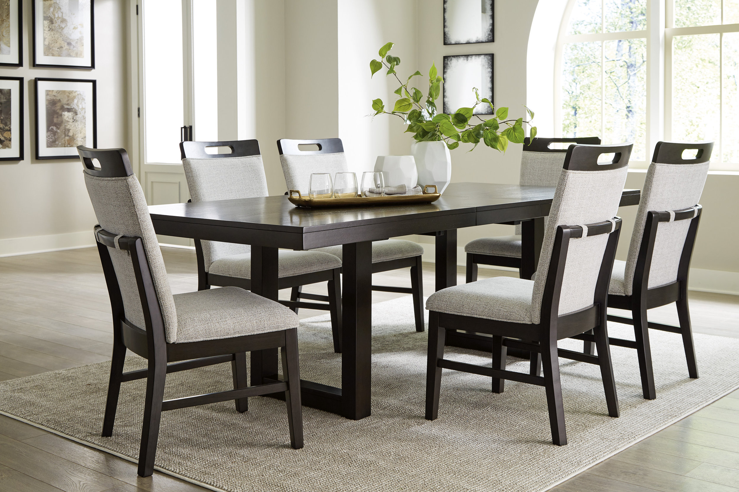 Neymorton Wood Extendable Dining Table - Seats 10 - Dark Brown