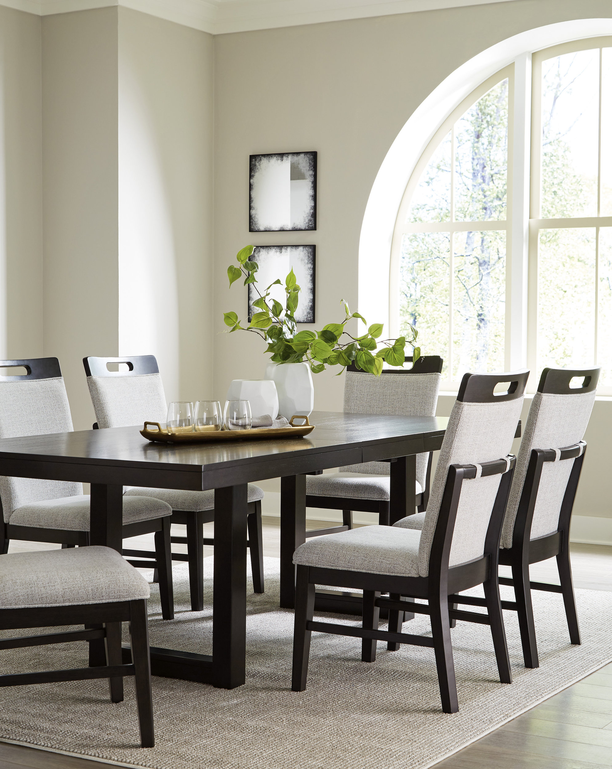 Neymorton Wood Extendable Dining Table - Seats 10 - Dark Brown