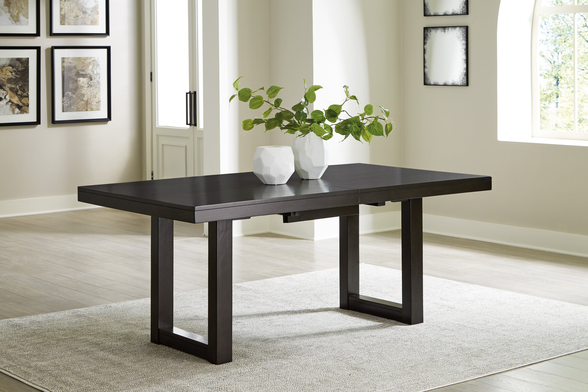 Neymorton Wood Extendable Dining Table - Seats 10 - Dark Brown