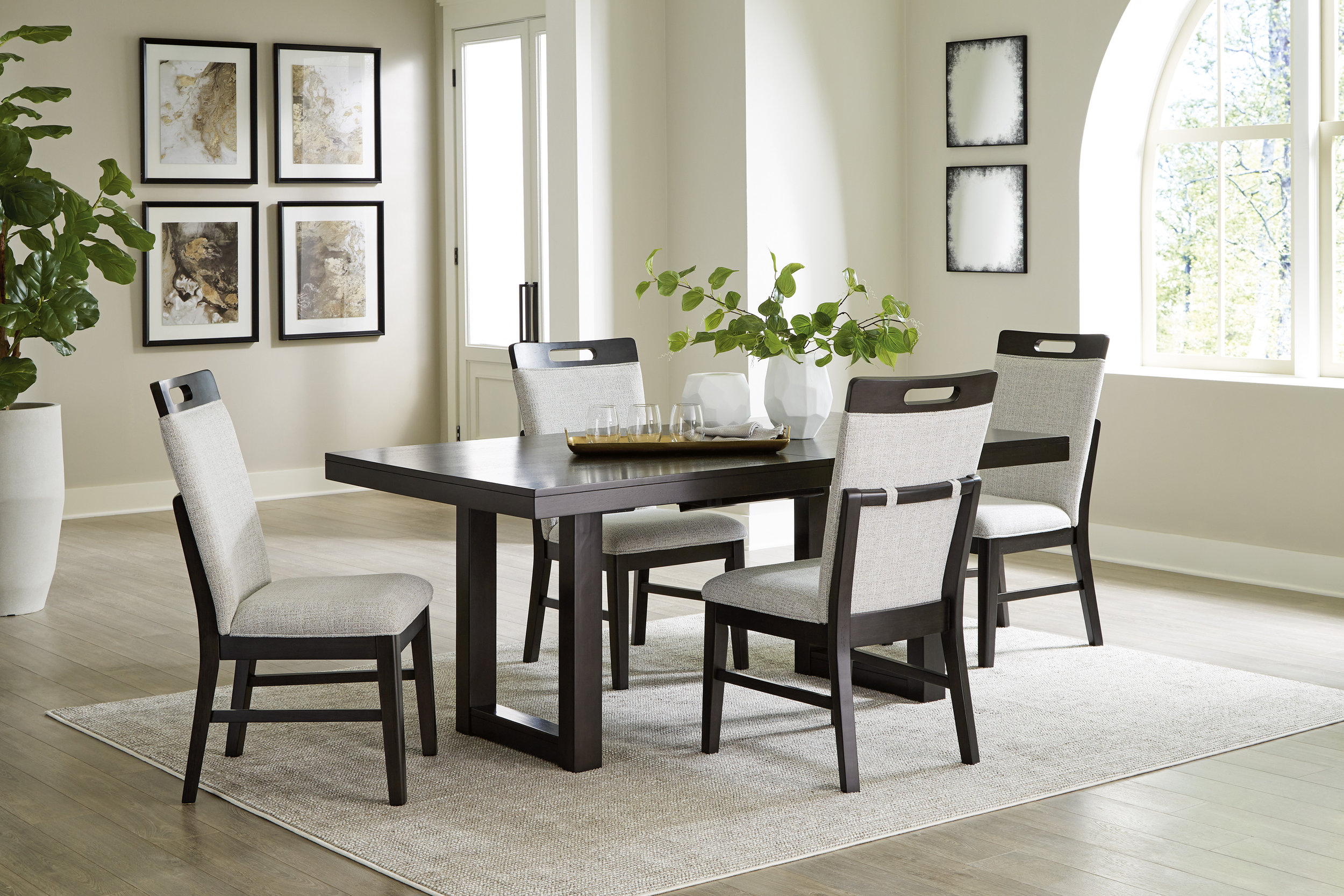 Neymorton Wood Extendable Dining Table - Seats 10 - Dark Brown