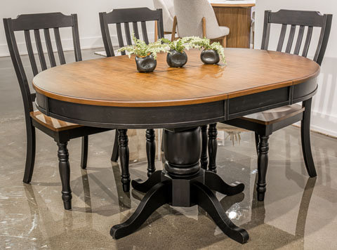 Clorazi Oval Extendable Dining Table - Black & Brown Wood