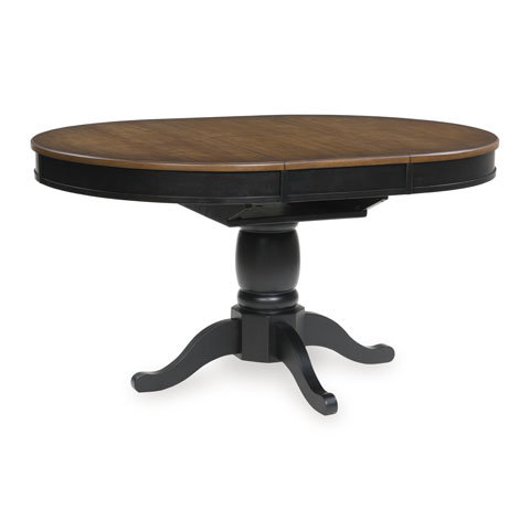 Clorazi Oval Extendable Dining Table - Black & Brown Wood