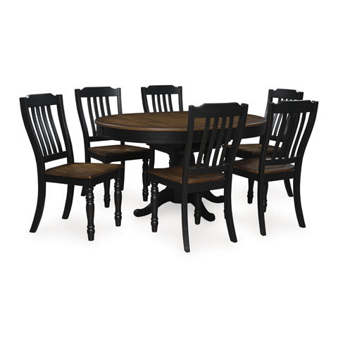 Clorazi Oval Extendable Dining Table - Black & Brown Wood