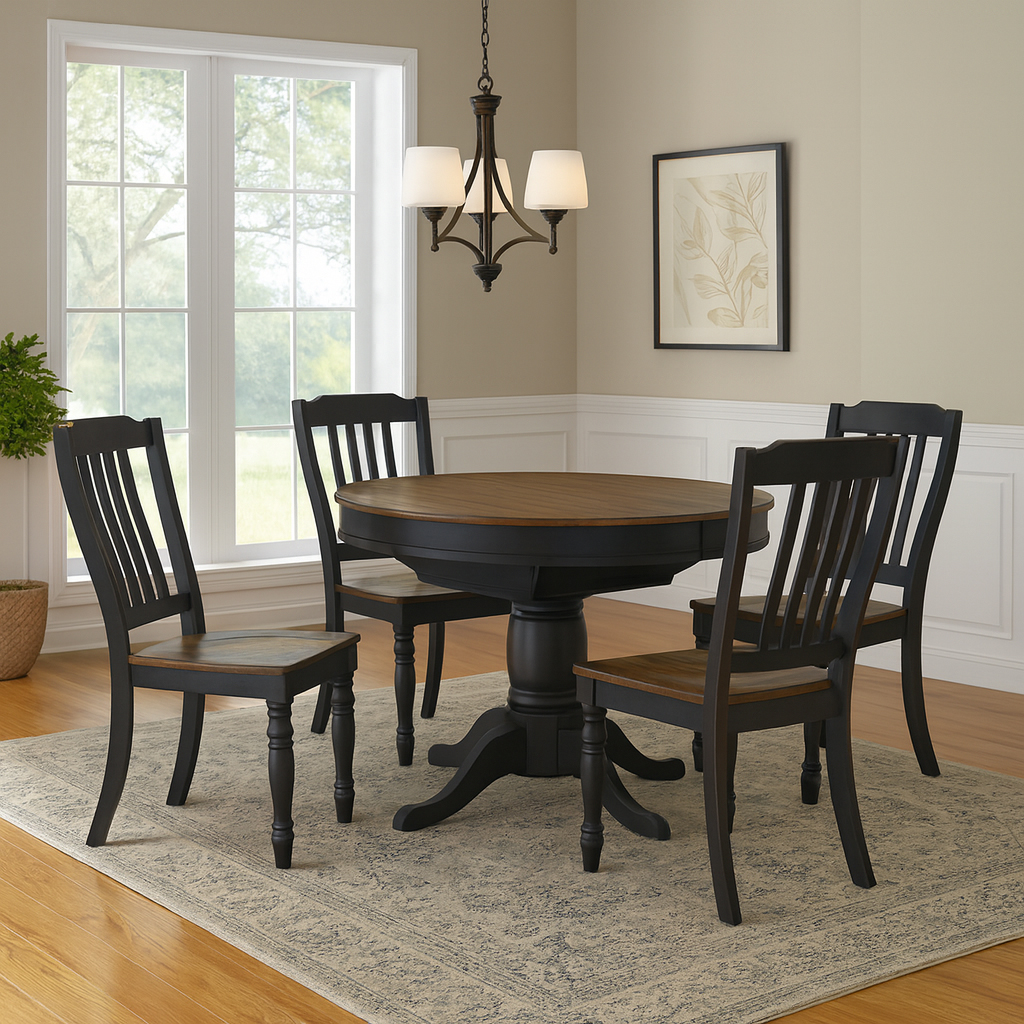 Clorazi Two-Tone Dining Side Chair | Black & Brown Finish