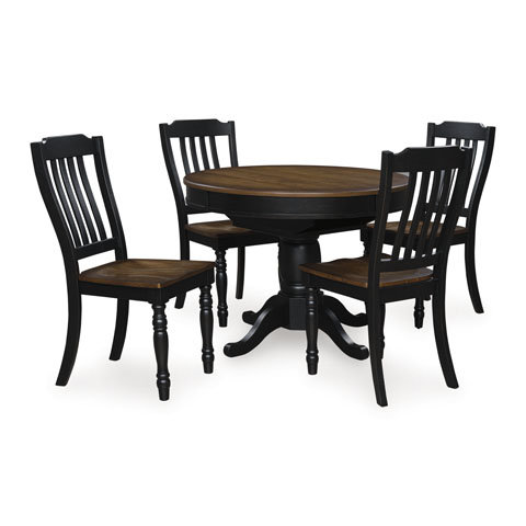 Clorazi Oval Extendable Dining Table - Black & Brown Wood