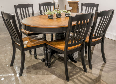 Clorazi Oval Extendable Dining Table - Black & Brown Wood