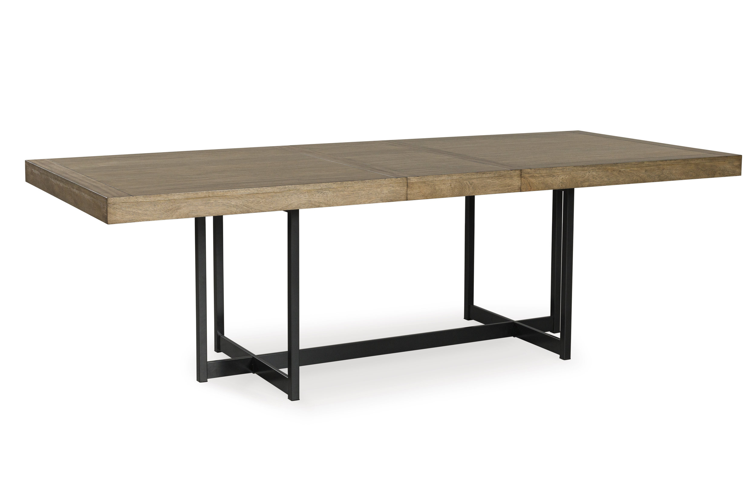 Tomtyn Extendable Dining Table - Light Brown Wood & Metal | Seats 8