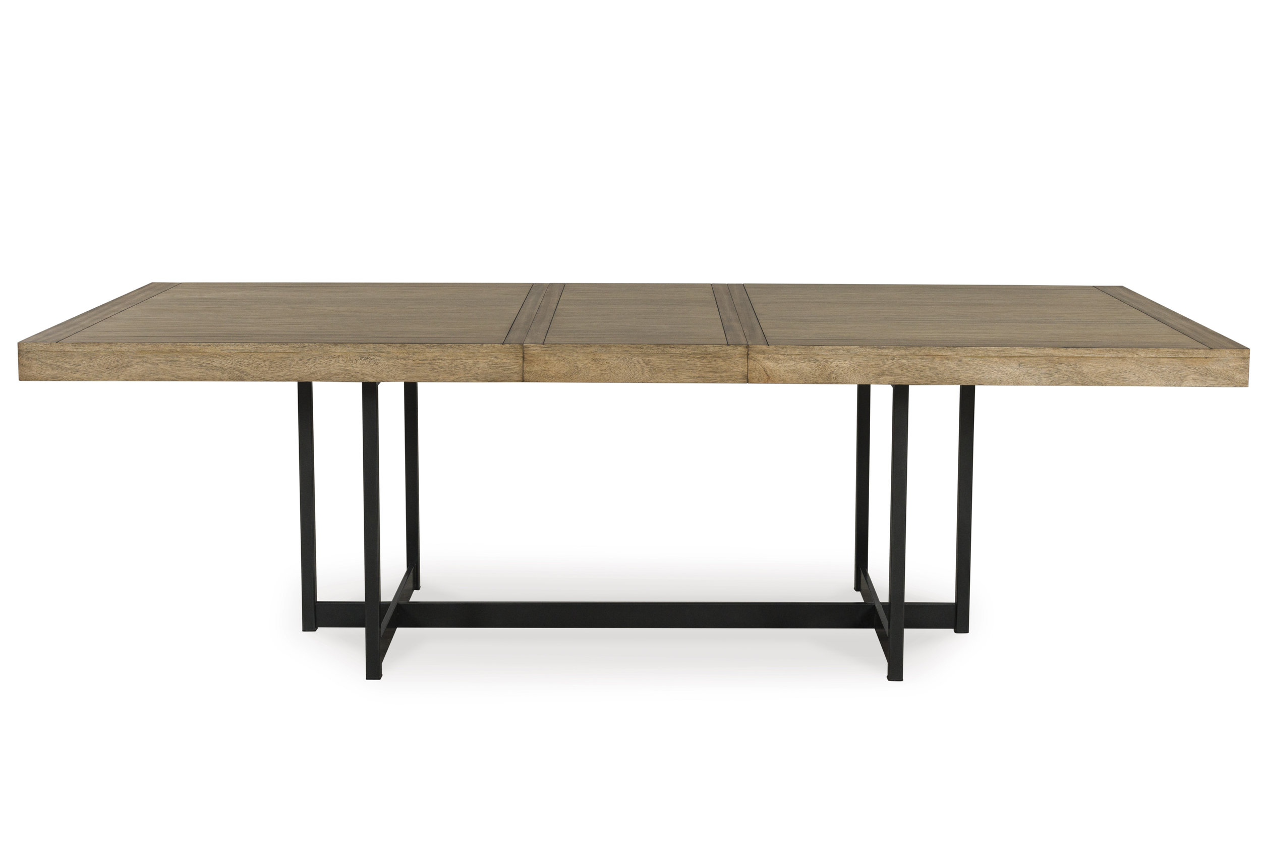 Tomtyn Extendable Dining Table - Light Brown Wood & Metal | Seats 8