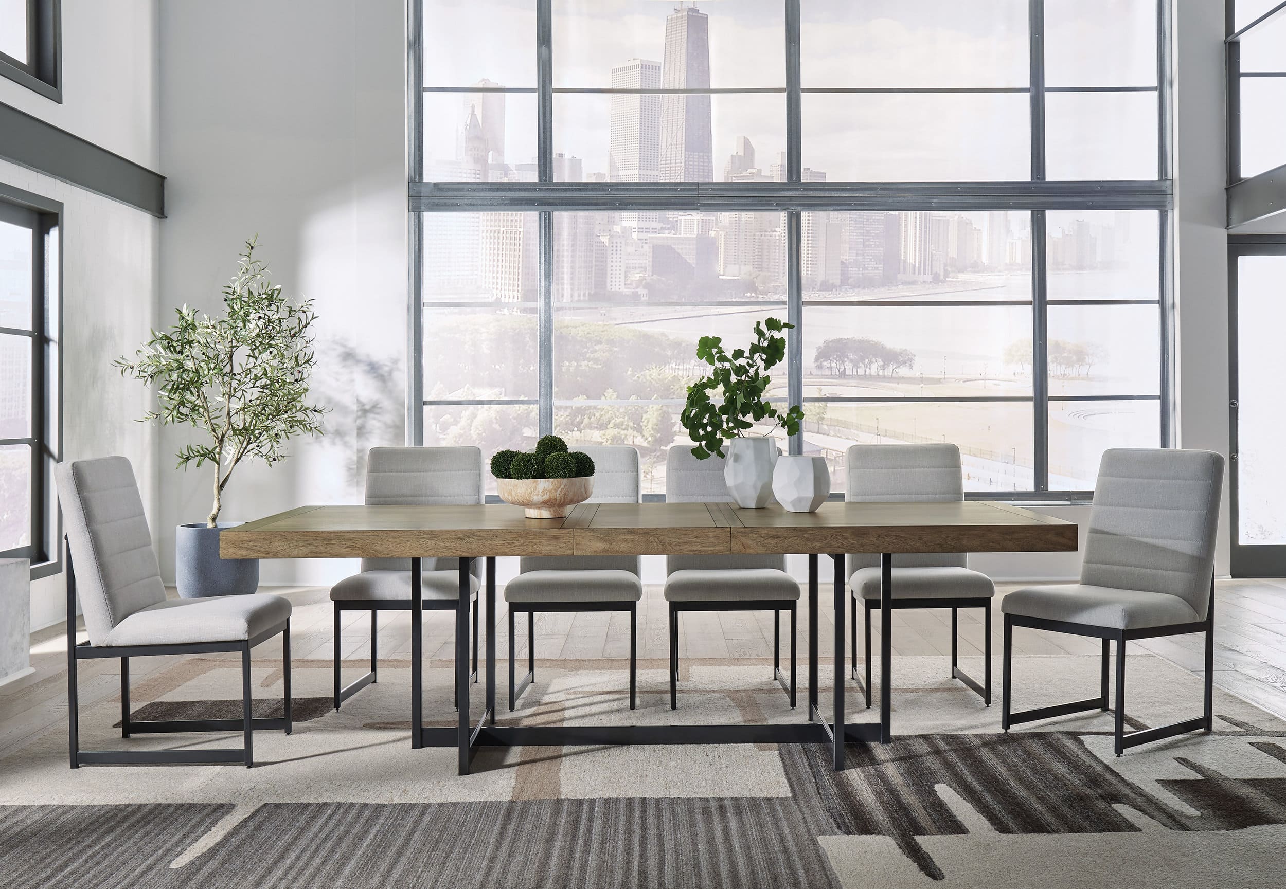 Tomtyn Industrial-Modern Dining Side Chair | Light Brown Fabric