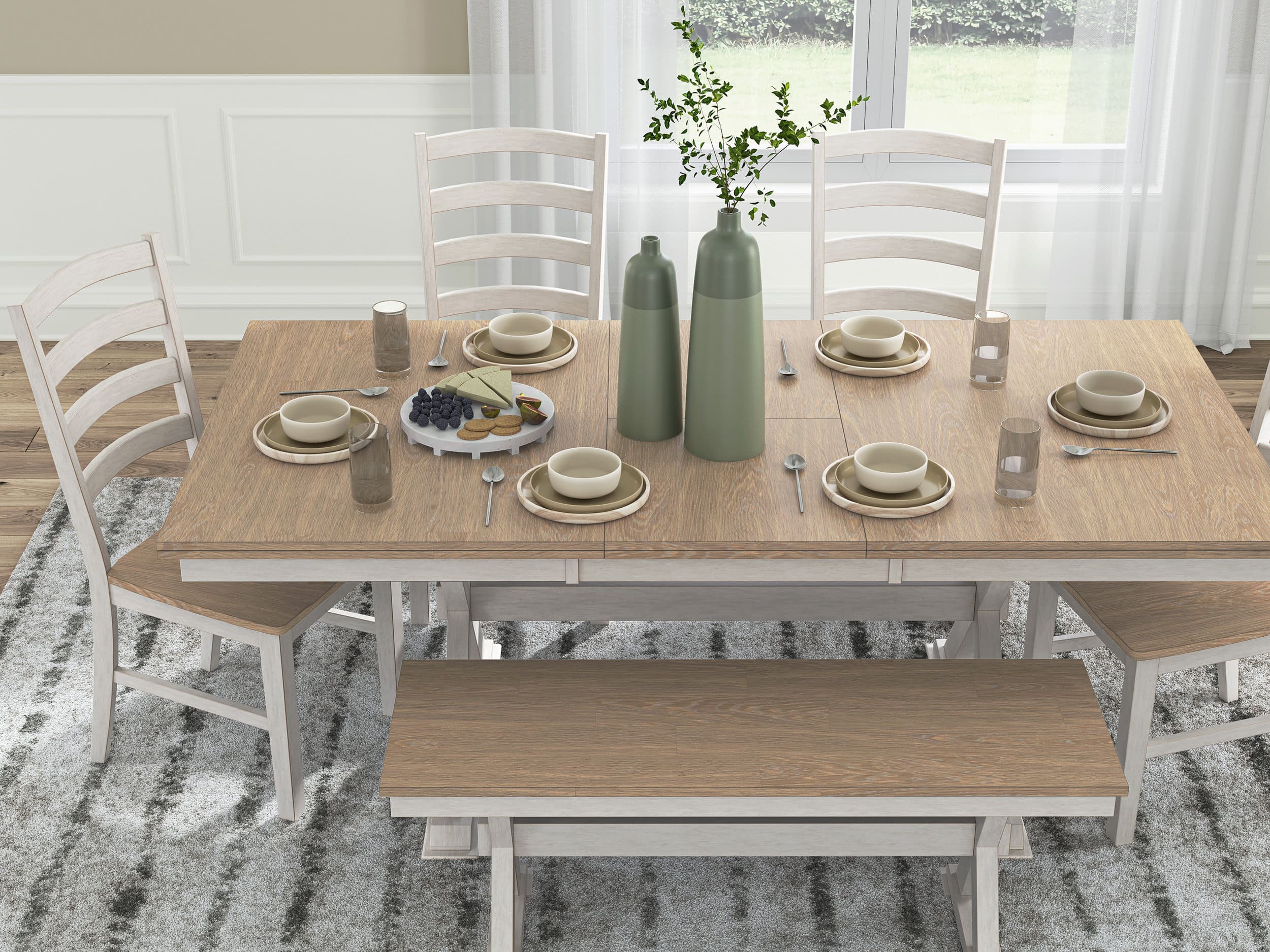 Purlaney Wood Butterfly Extendable Dining Table - Antique White