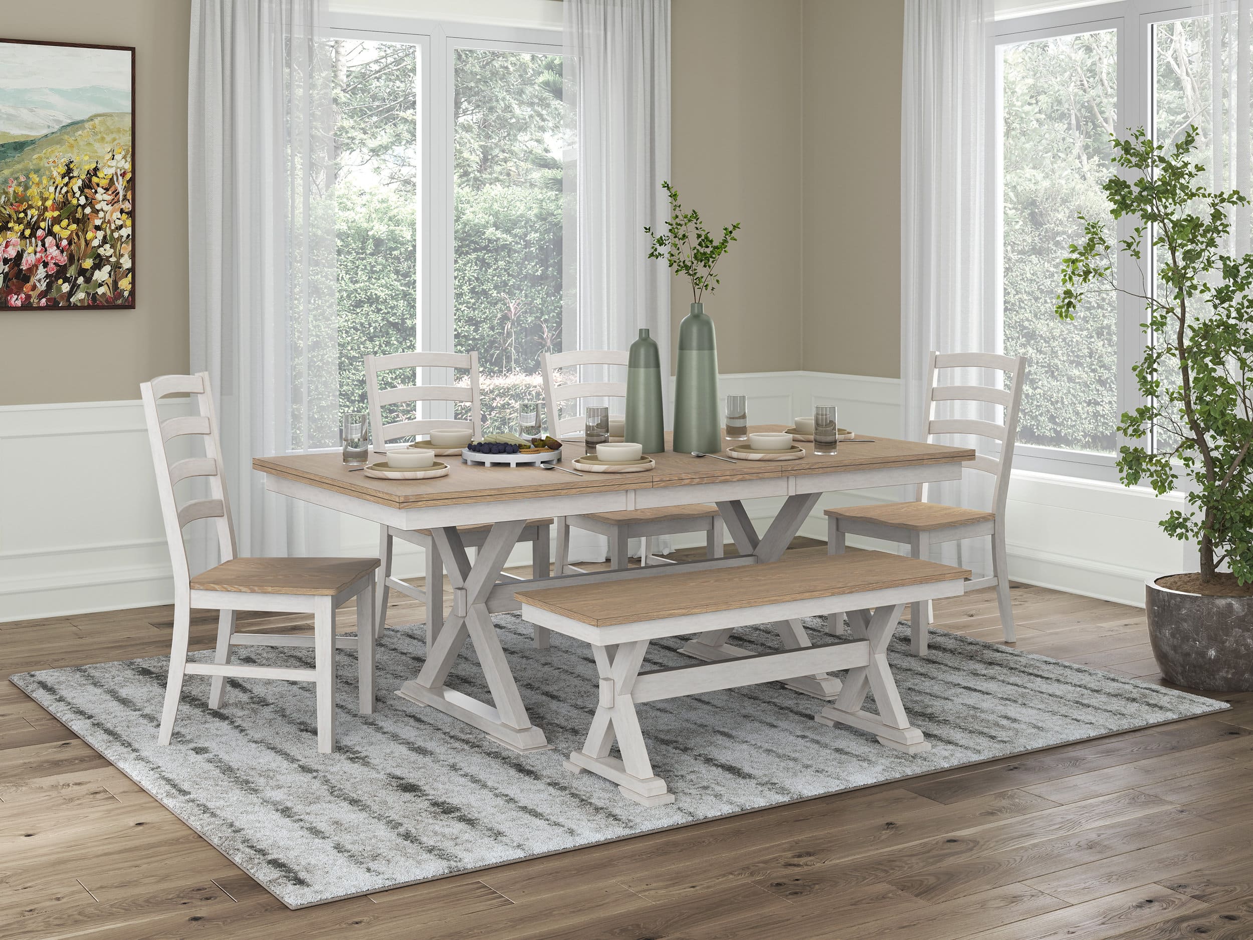 Purlaney Butterfly Extendable Dining Set - Two-Tone | Ashley