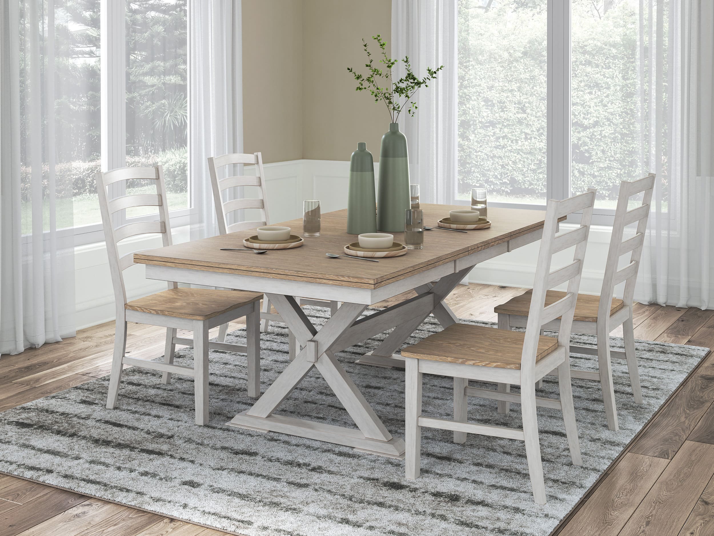 Purlaney Wood Butterfly Extendable Dining Table - Antique White