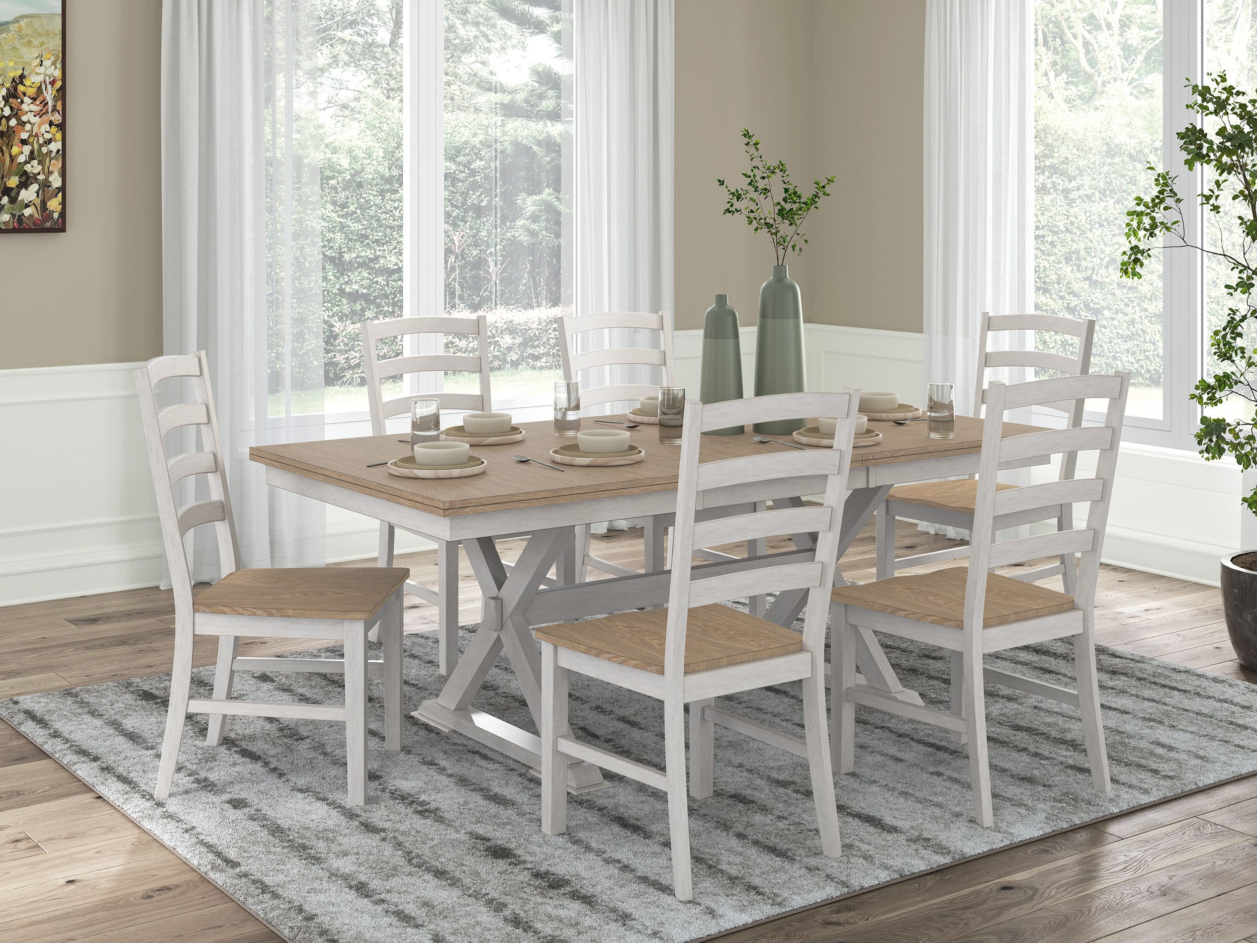 Purlaney Wood Butterfly Extendable Dining Table - Antique White
