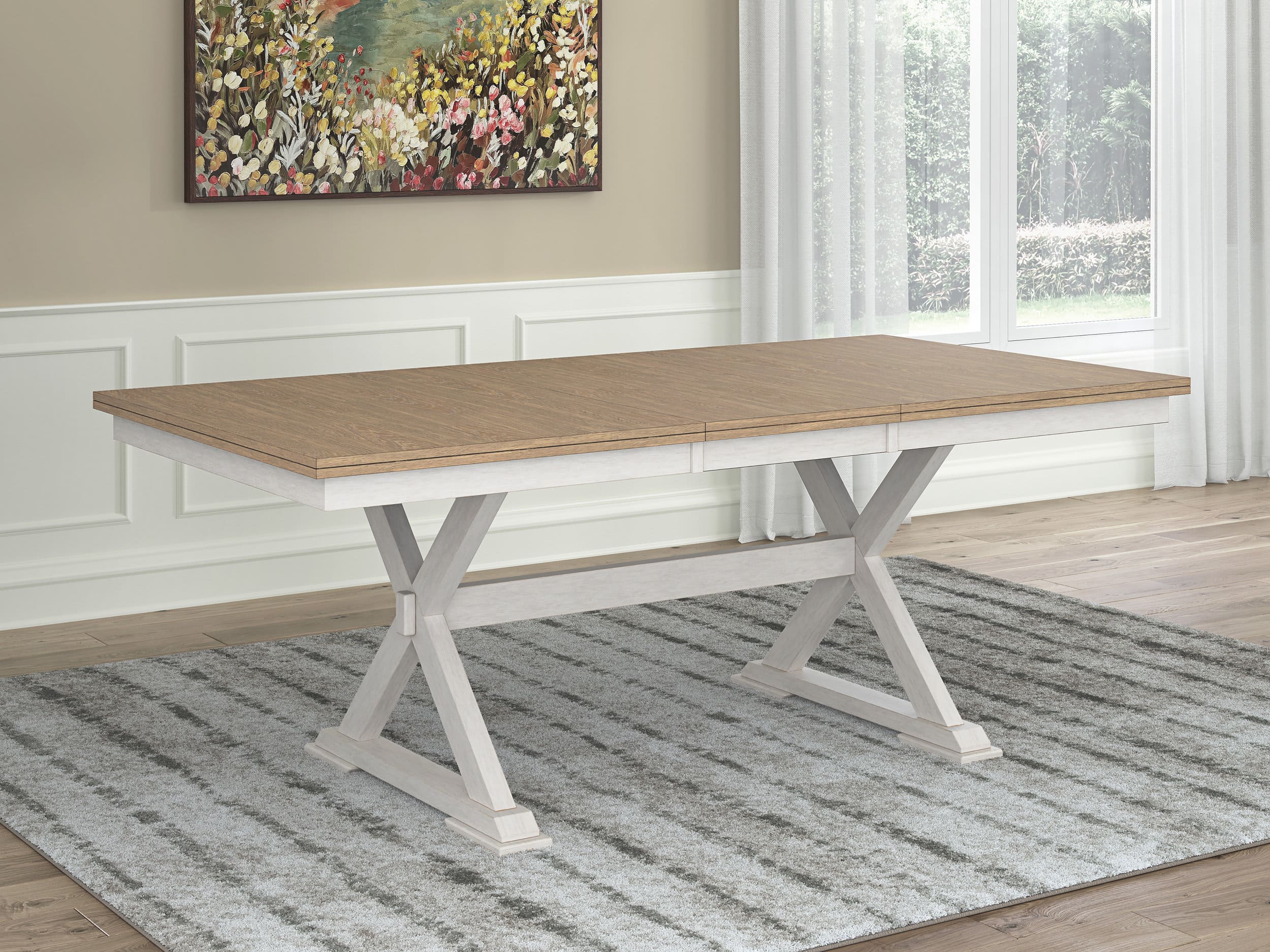 Purlaney Wood Butterfly Extendable Dining Table - Antique White
