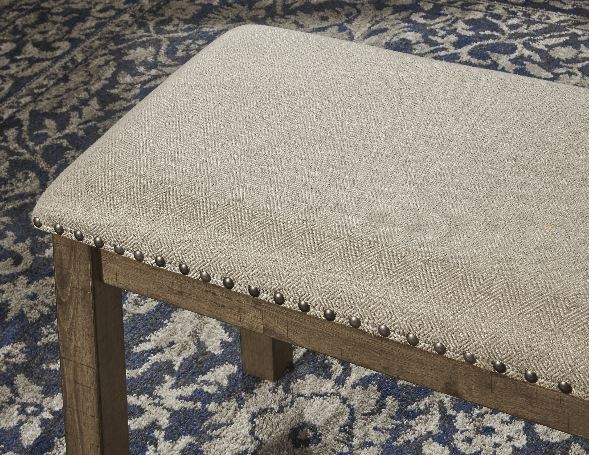 Moriville Upholstered Dining Room Bench | Beige & Gray-Brown