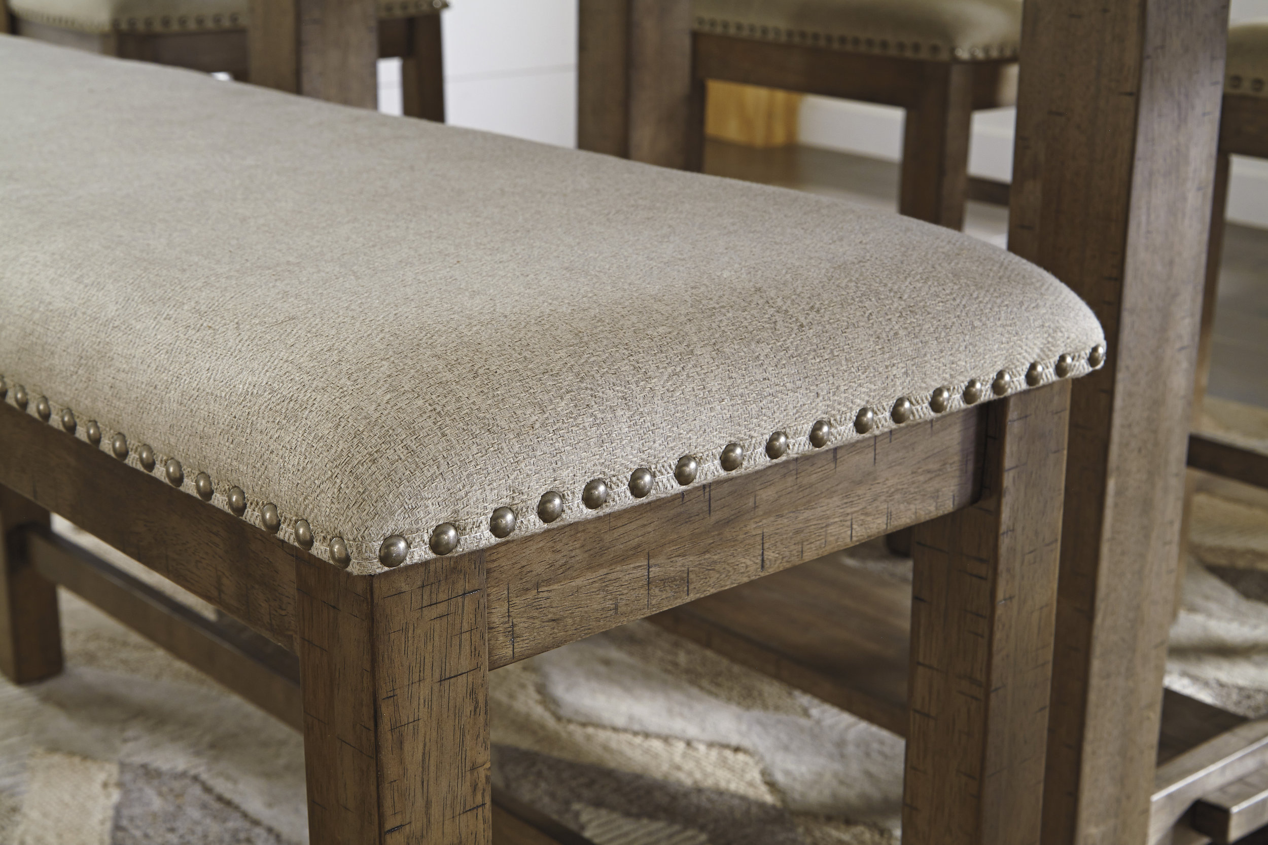 Moriville Double Counter Bench - Farmhouse Upholstered | Sohomod