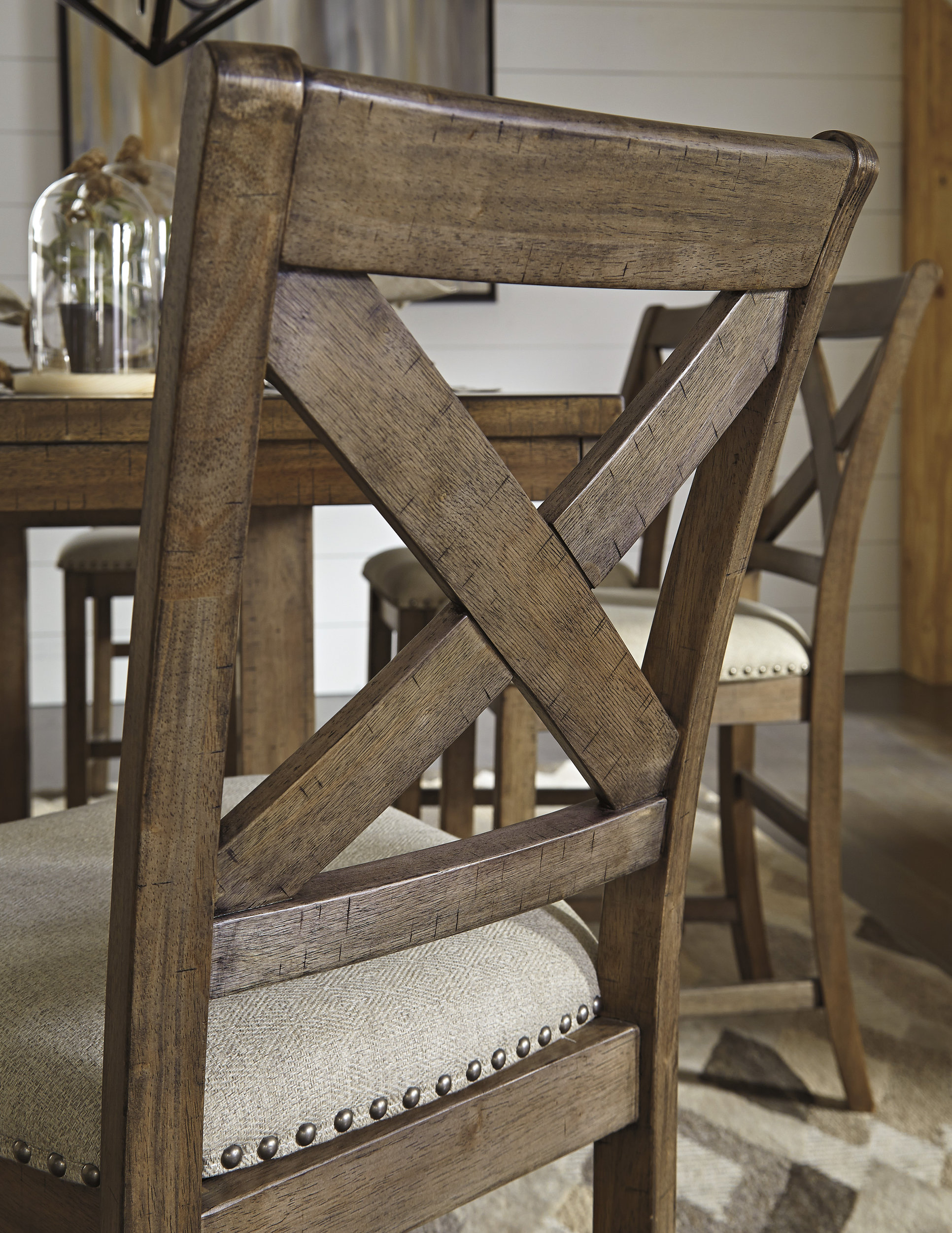Moriville Wood Barstool - Nutmeg High Back Upholstered | Sohomod
