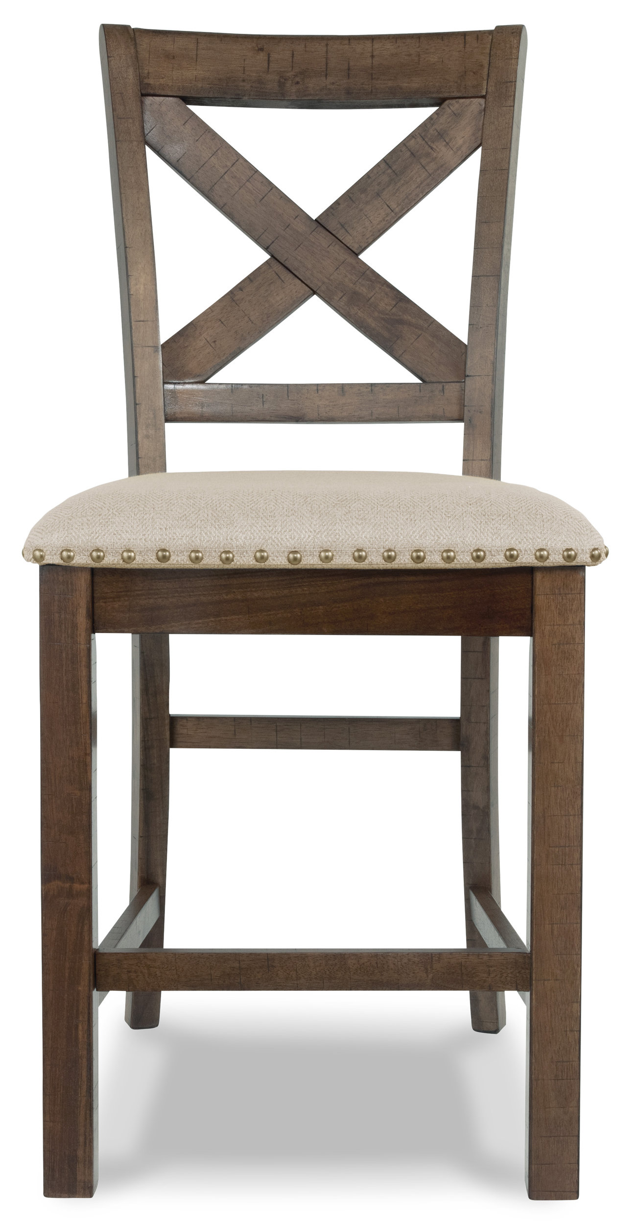 Moriville Wood Barstool - Nutmeg High Back Upholstered | Sohomod