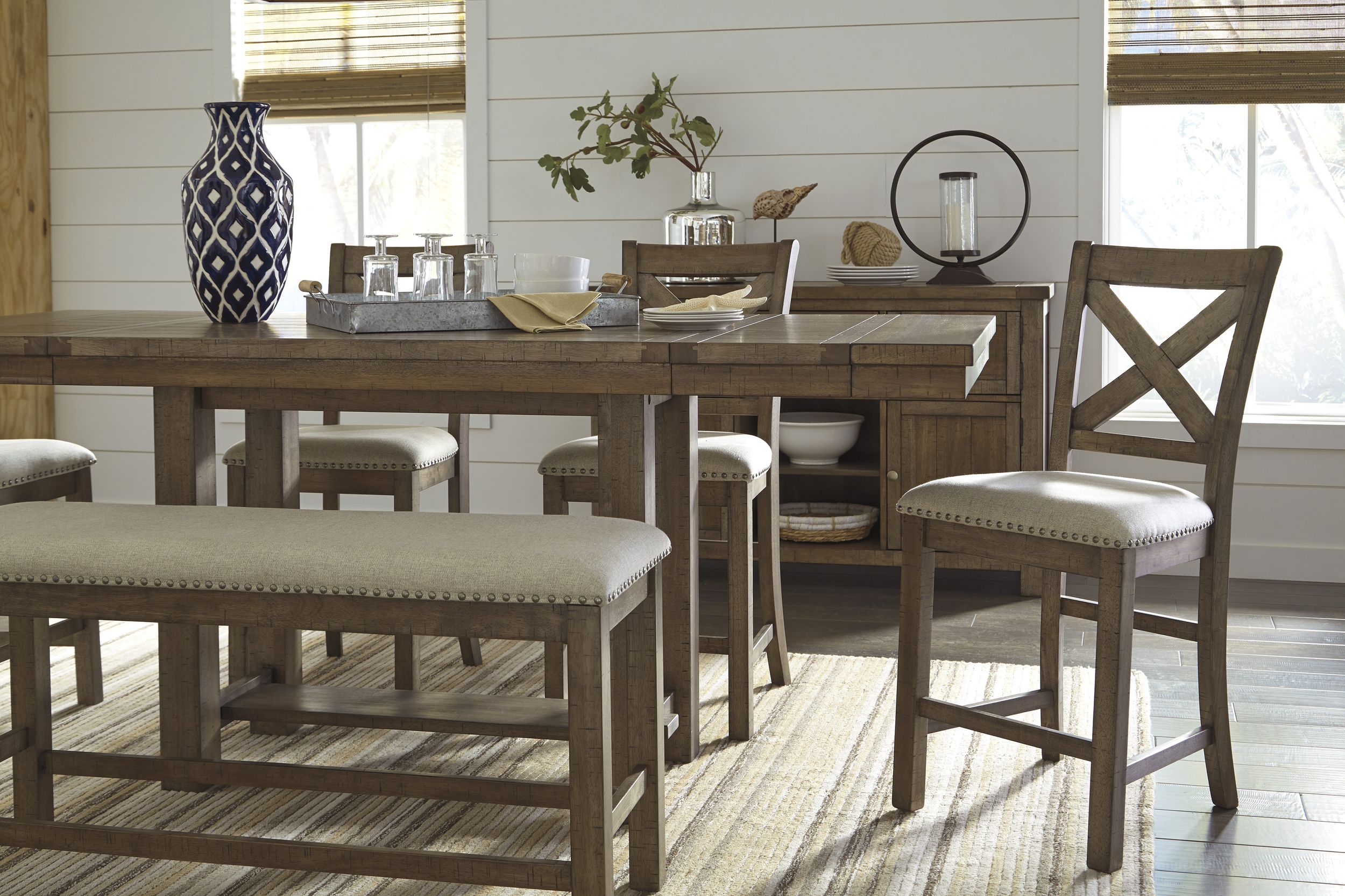 Moriville Extendable Counter Height Dining Table | Gray Brown